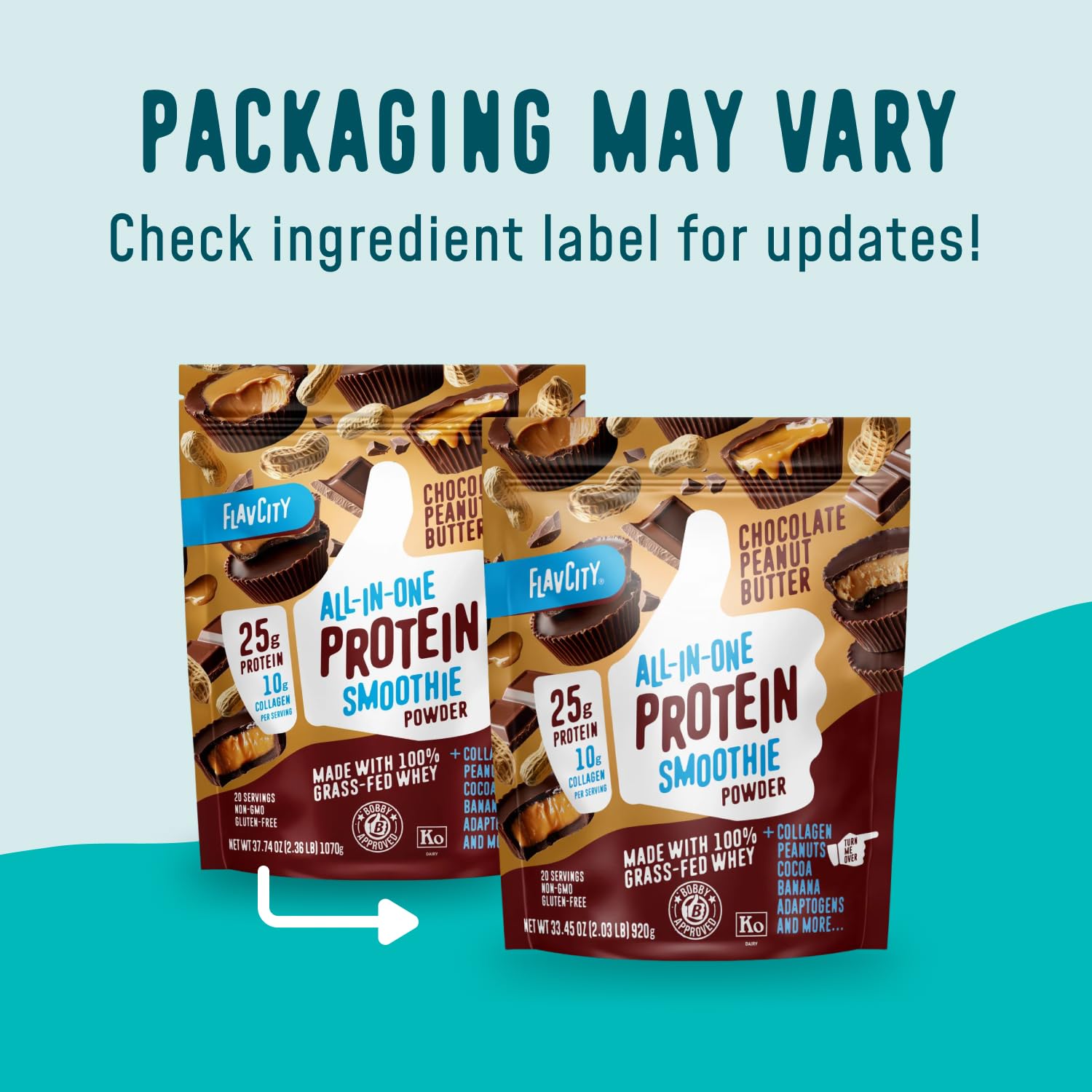 FlavCity Grass Fed Whey Protein Powder - Vanilla Smoothie - 25g Protein & 10g Collagen - Made with Real Vanilla Bean & Organic Coconut Milk - Gluten Free & No Added Sugars (20 Servings)