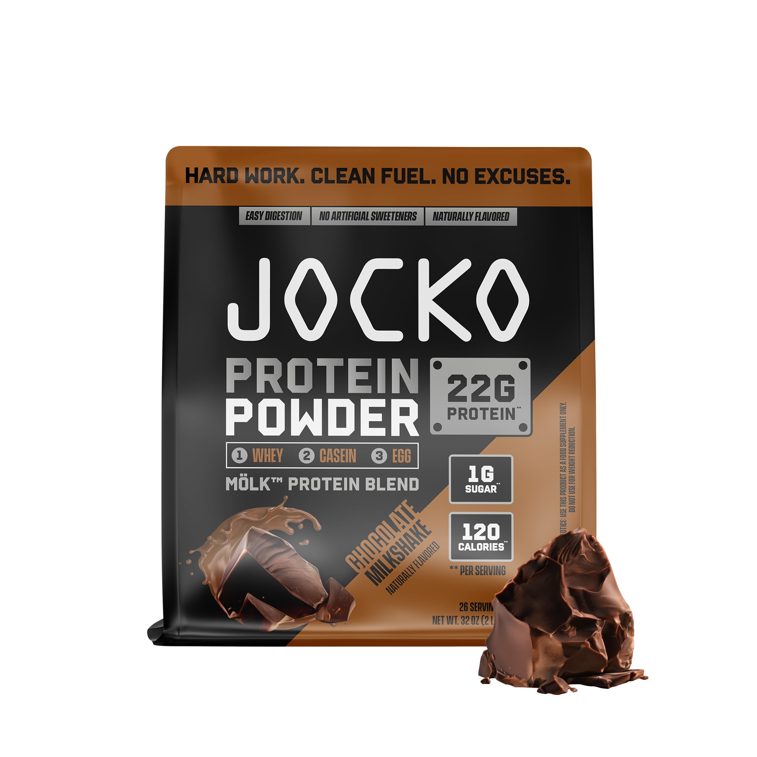 Jocko Fuel Mölk Whey Protein Powder 22g Low Sugar Monk Fruit Blend - Muscle Recovery & Growth, Packaging May Vary (26 Servings, Mint Chocolate)