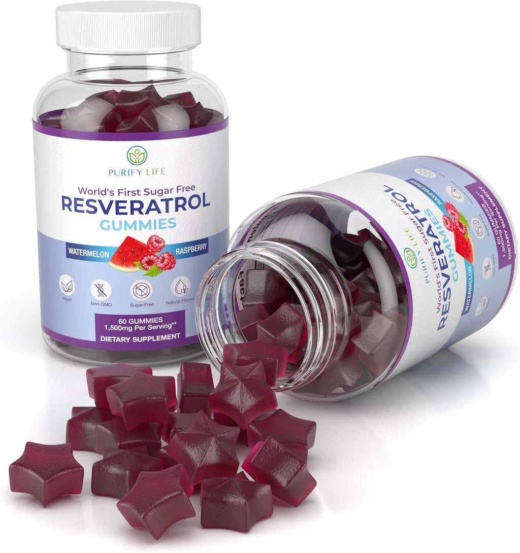 Sugar-Free Resveratrol Gummies - Potent Anti-Aging Antioxidant - Resveratrol Supplement to Support Digestive & Immune Health - Natural Herb for Cell Growth & Repair - Easy Chewable NMN Alternative