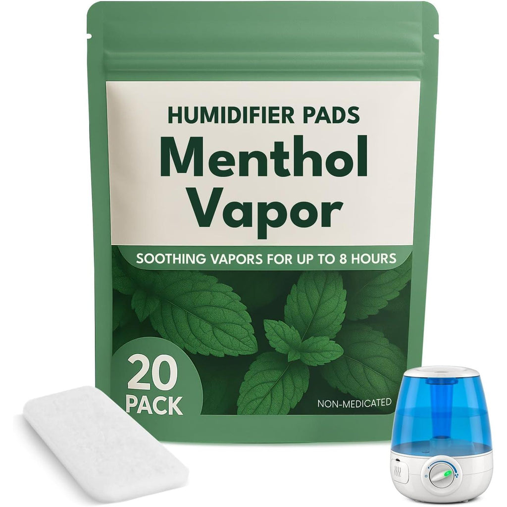 20 Pack Menthol Eucalyptus Humidifier Pads - Soothing Vapor Pad Refills for Congestion Relief on all Vks, Crane, More - Vapopads Replacement, Natural Waterless Vaporizers Pads, Cold/Flu Symptom Relief
