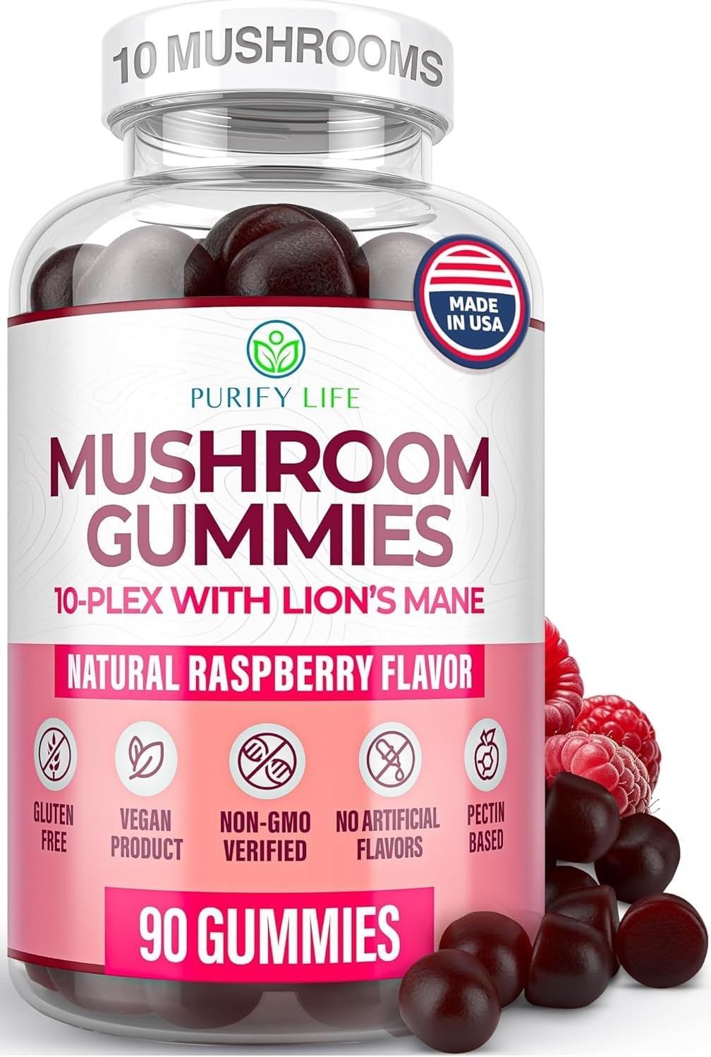 World's First Mushroom Complex Gummies - 10x Mushroom Supplement w Lions Mane (90 Chews 2500mg/serving) Nootropic Brain Supplement, Immune Support & Stress Relief - Replace Pills & Capsules, 7-Keto