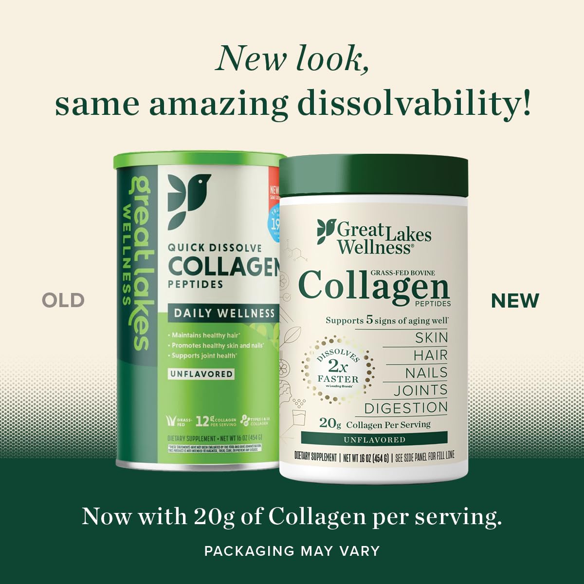 Great Lakes Wellness Collagen Peptides Powder for Skin, Hair, Nails, Joints & Digestion - Unflavored - 22 Servings (Pack of 1)