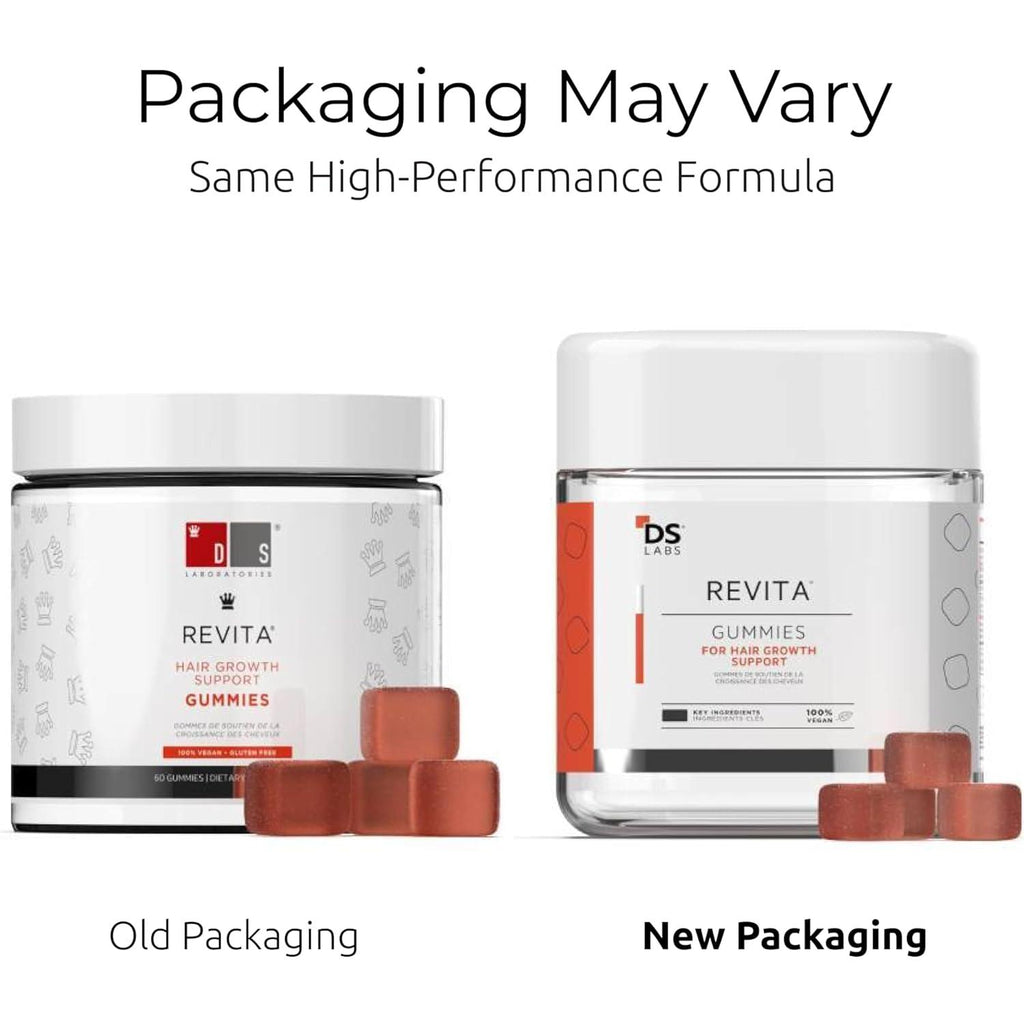 DS Labs Revita Hair Vitamin Gummies - Support for Thicker, Fuller Looking Hair, With Biotin, Zinc, Vitamin D, Iron, Magnesium & Melatonin, Vegan, Gluten-Free, Gelatin-Free, 60 Gummies