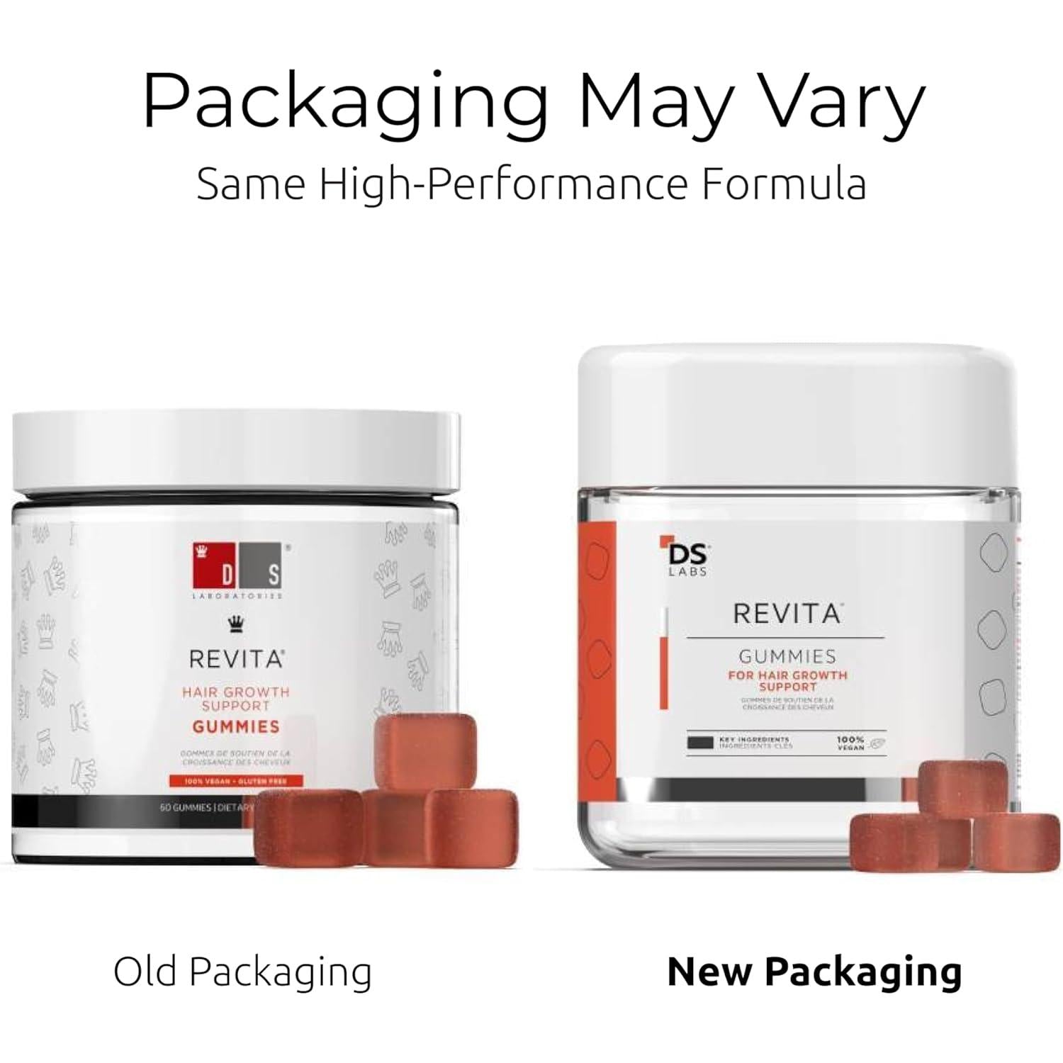 DS Labs Revita Hair Vitamin Gummies - Support for Thicker, Fuller Looking Hair, With Biotin, Zinc, Vitamin D, Iron, Magnesium & Melatonin, Vegan, Gluten-Free, Gelatin-Free, 60 Gummies