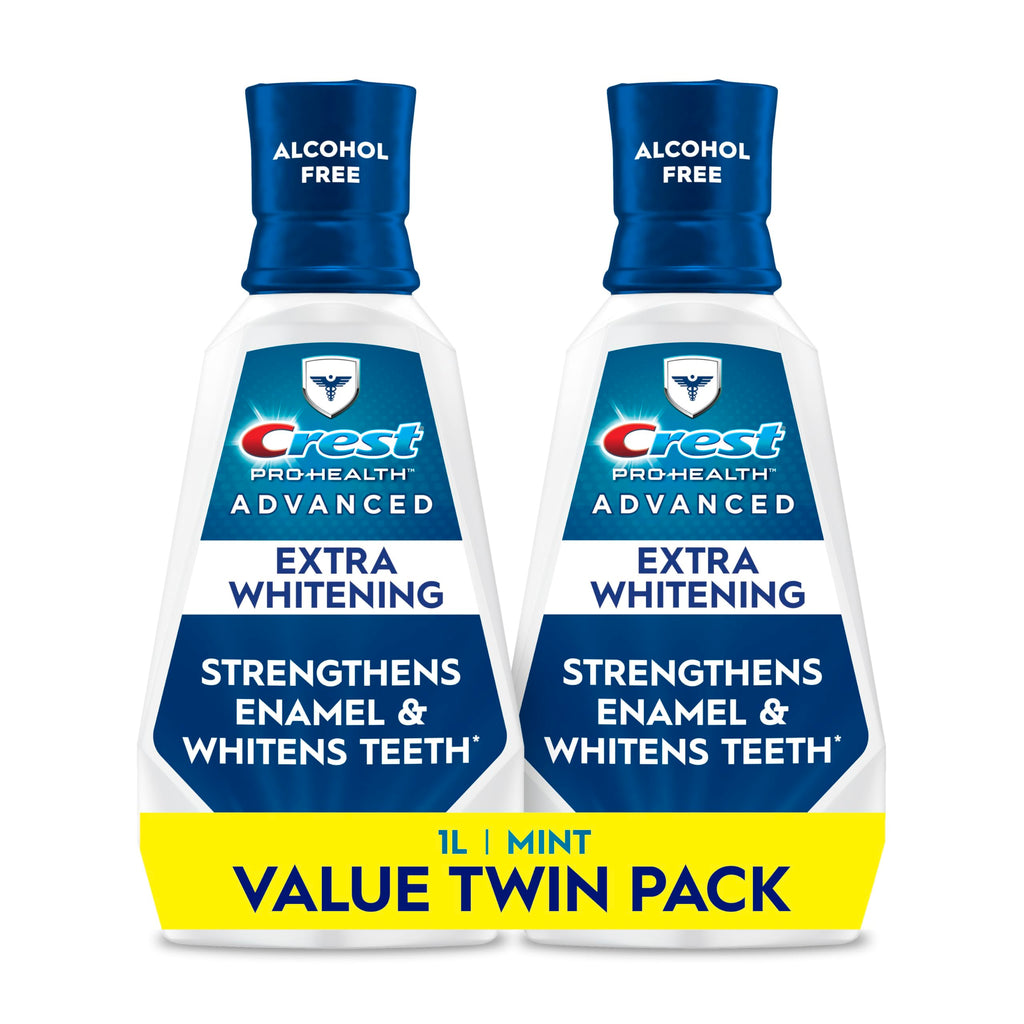 Crest Pro-Health Advanced Mouthwash, Alcohol Free, Extra Whitening, Energizing Mint Flavor, 2x946mL (32 fl oz)