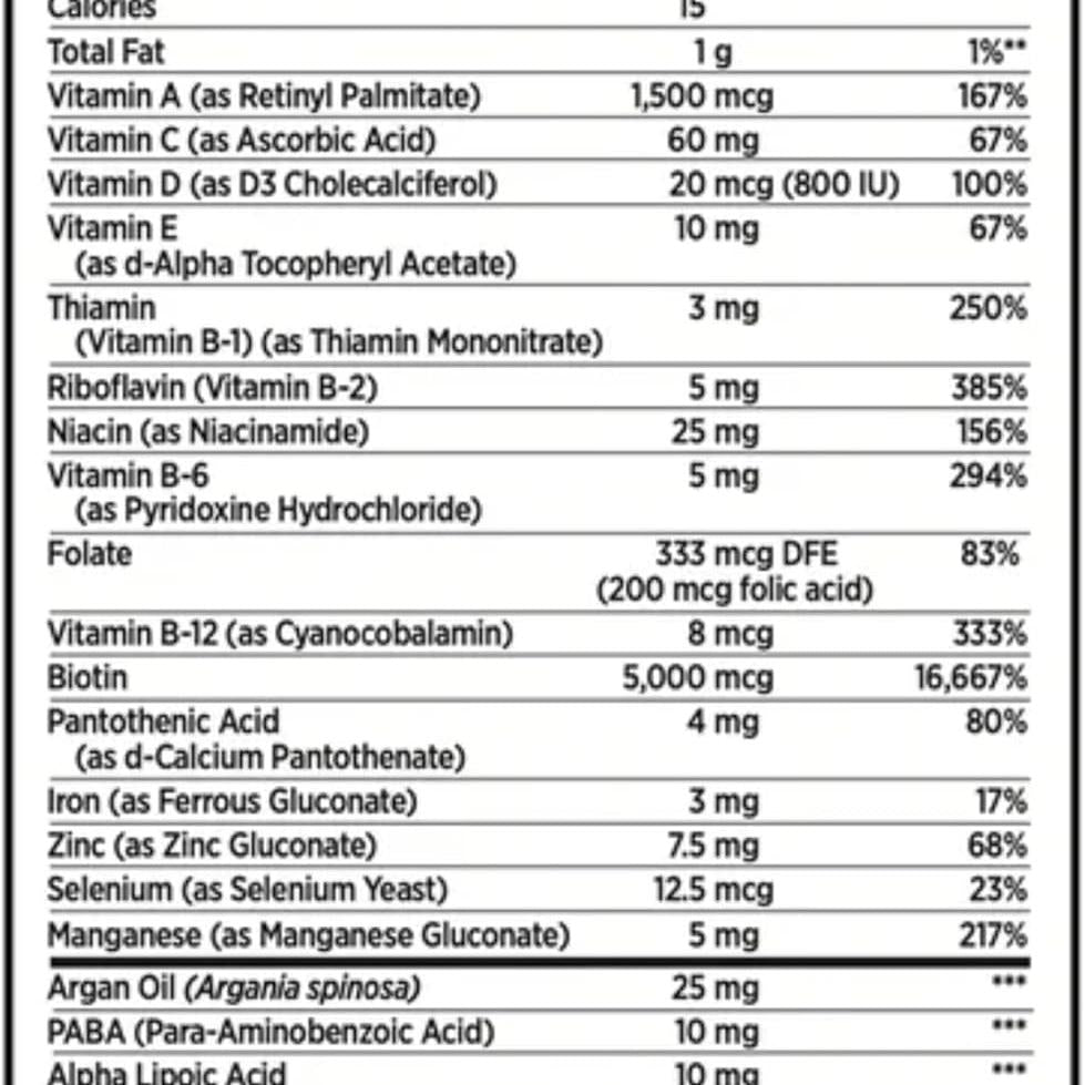 Nature's Bounty Hair Skin and Nails 5000 mcg of Biotin - 250 Coated Tablets Extra Strength