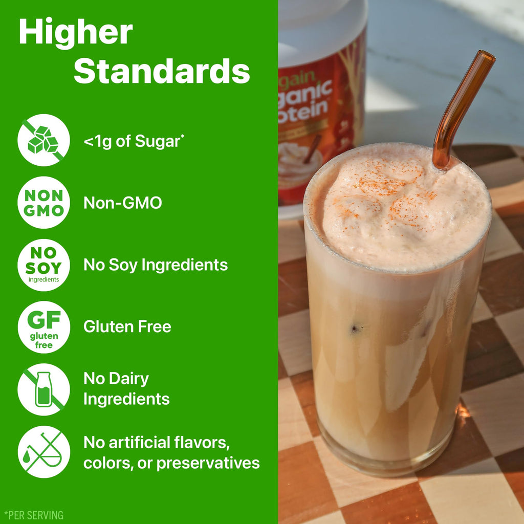 Orgain Organic Vegan Protein Powder, Vanilla Bean - 21g Plant Protein, 6g Prebiotic Fiber, No Lactose Ingredients, No Added Sugar, Non-GMO, For Shakes & Smoothies, 2.03 lb (Packaging May Vary)