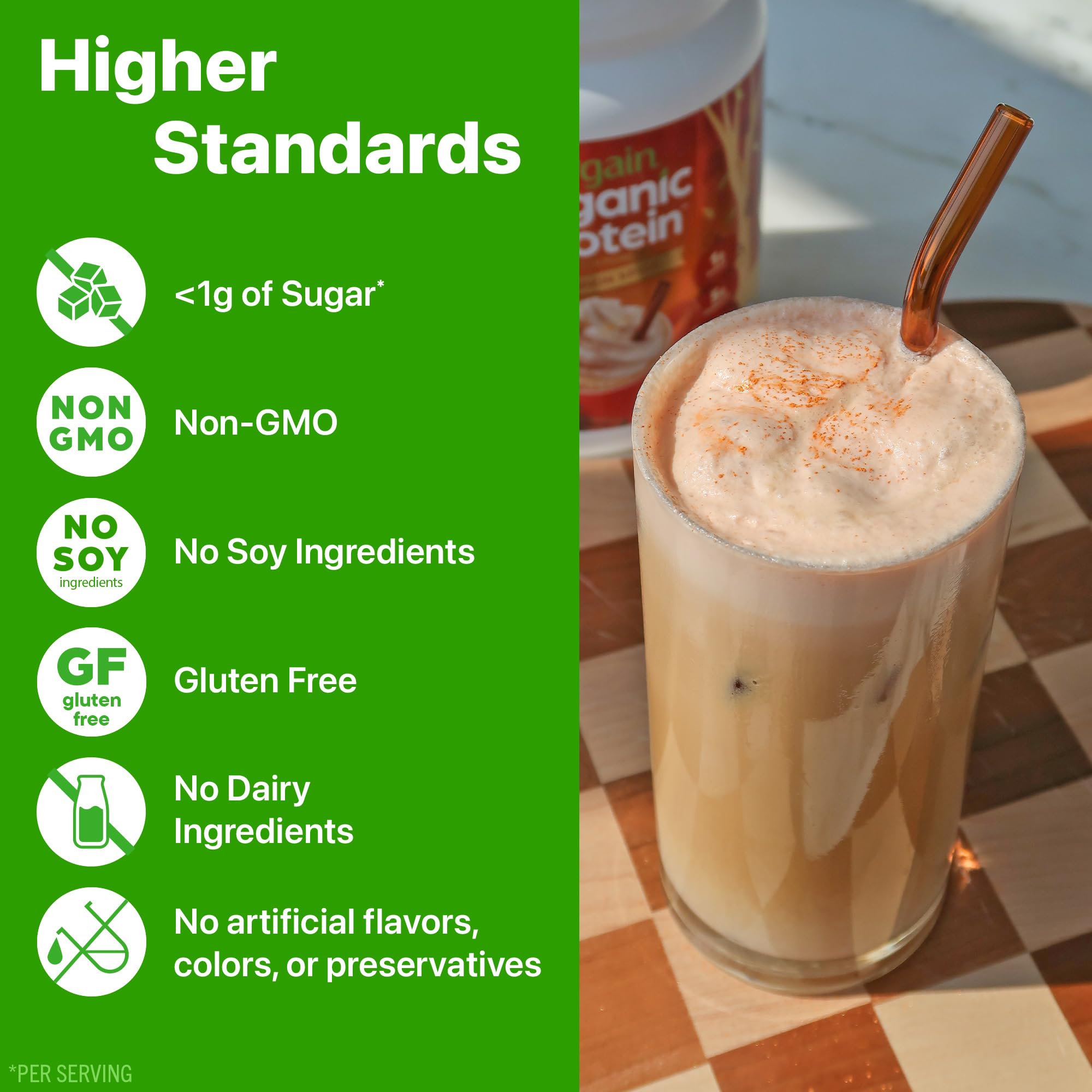 Orgain Organic Vegan Protein Powder, Vanilla Bean - 21g Plant Protein, 6g Prebiotic Fiber, No Lactose Ingredients, No Added Sugar, Non-GMO, For Shakes & Smoothies, 2.03 lb (Packaging May Vary)