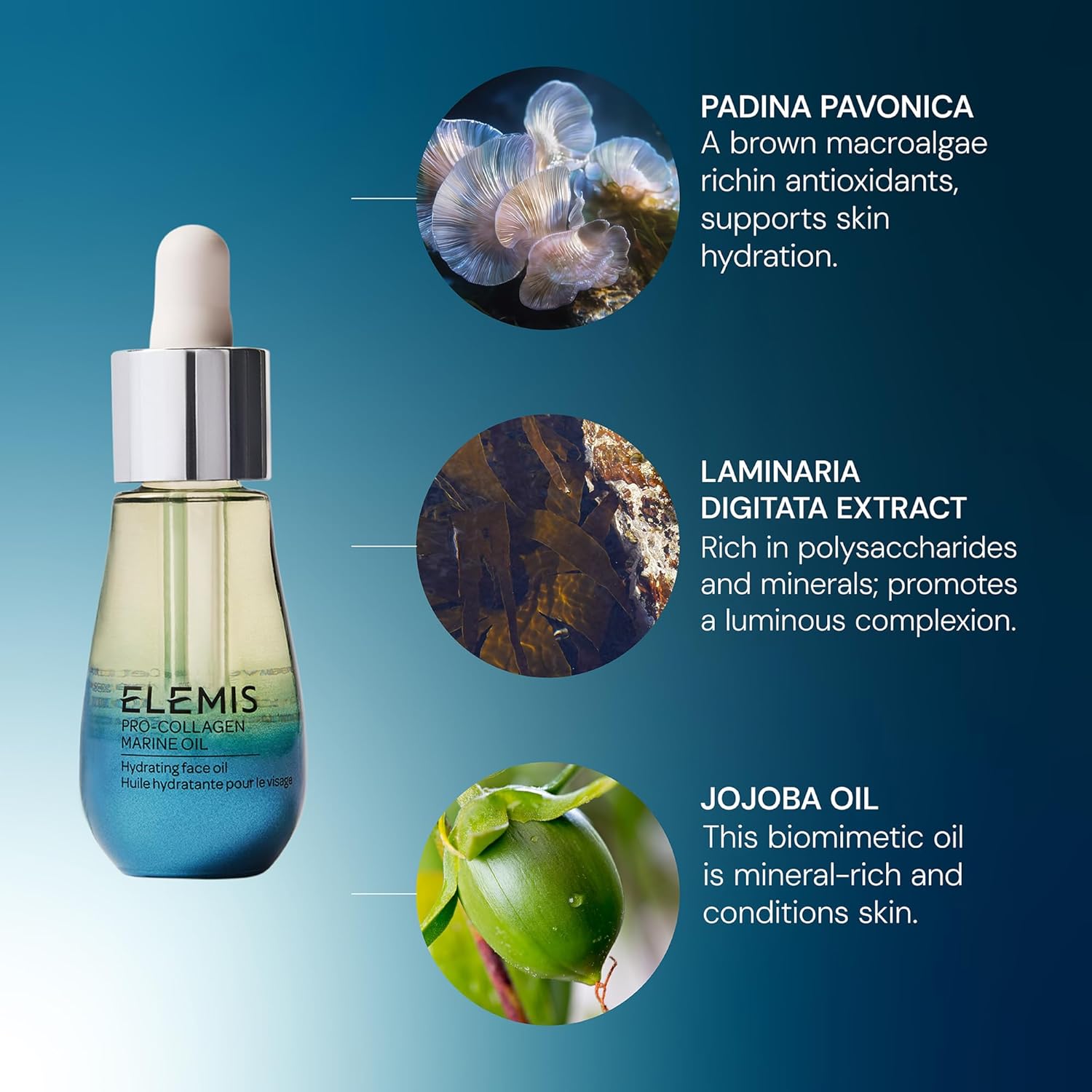 ELEMIS Pro-Collagen Marine Oil 15ml, Lightweight Face Oil To Hydrate, Nourish & Improve Skin Texture