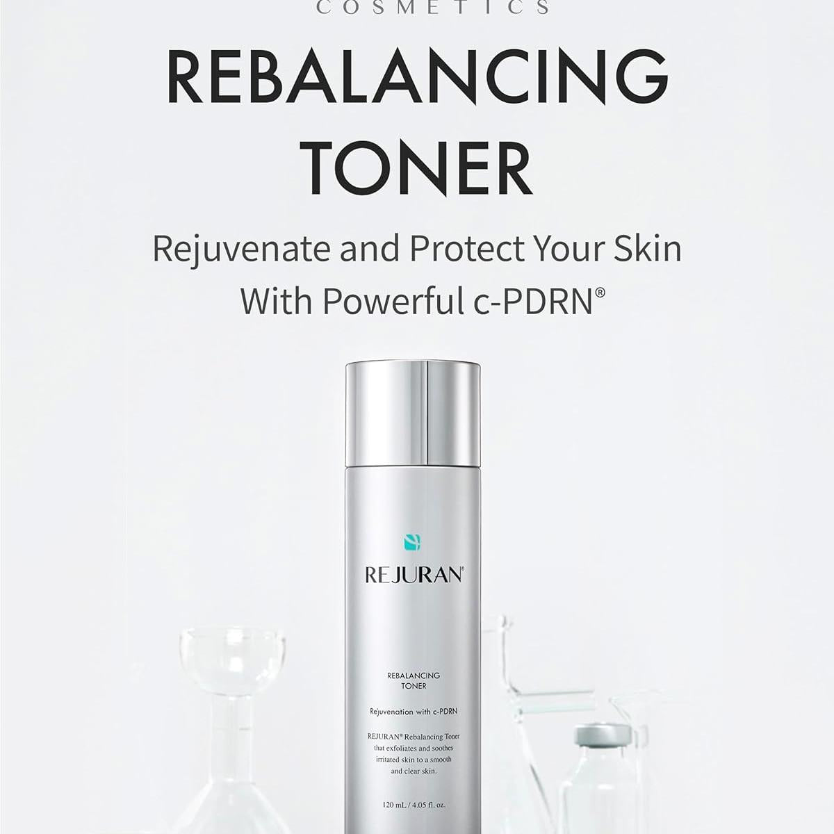 REJURAN® Skincare Duo with c-PDRN® – Turnover Ampoule (1.69 fl oz) & Rebalancing Toner for Firming, Hydration, Pore Care & Radiant Glass Skin – Korean Anti-Aging Serum & Toner Set
