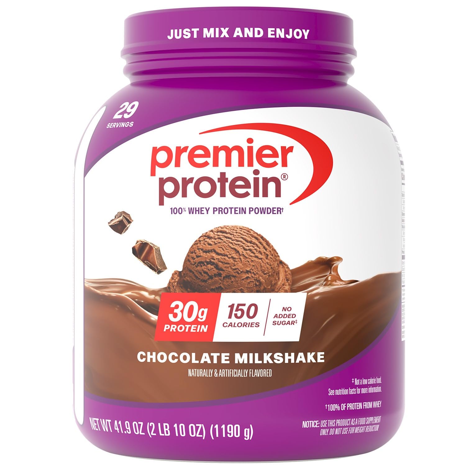 Premier Protein Powder, Vanilla Milkshake, 30g Protein, 1g Sugar, 100% Whey Protein, Keto Friendly, No Soy, Gluten Free, 23.3 oz, 17 Servings (Packaging May Vary)