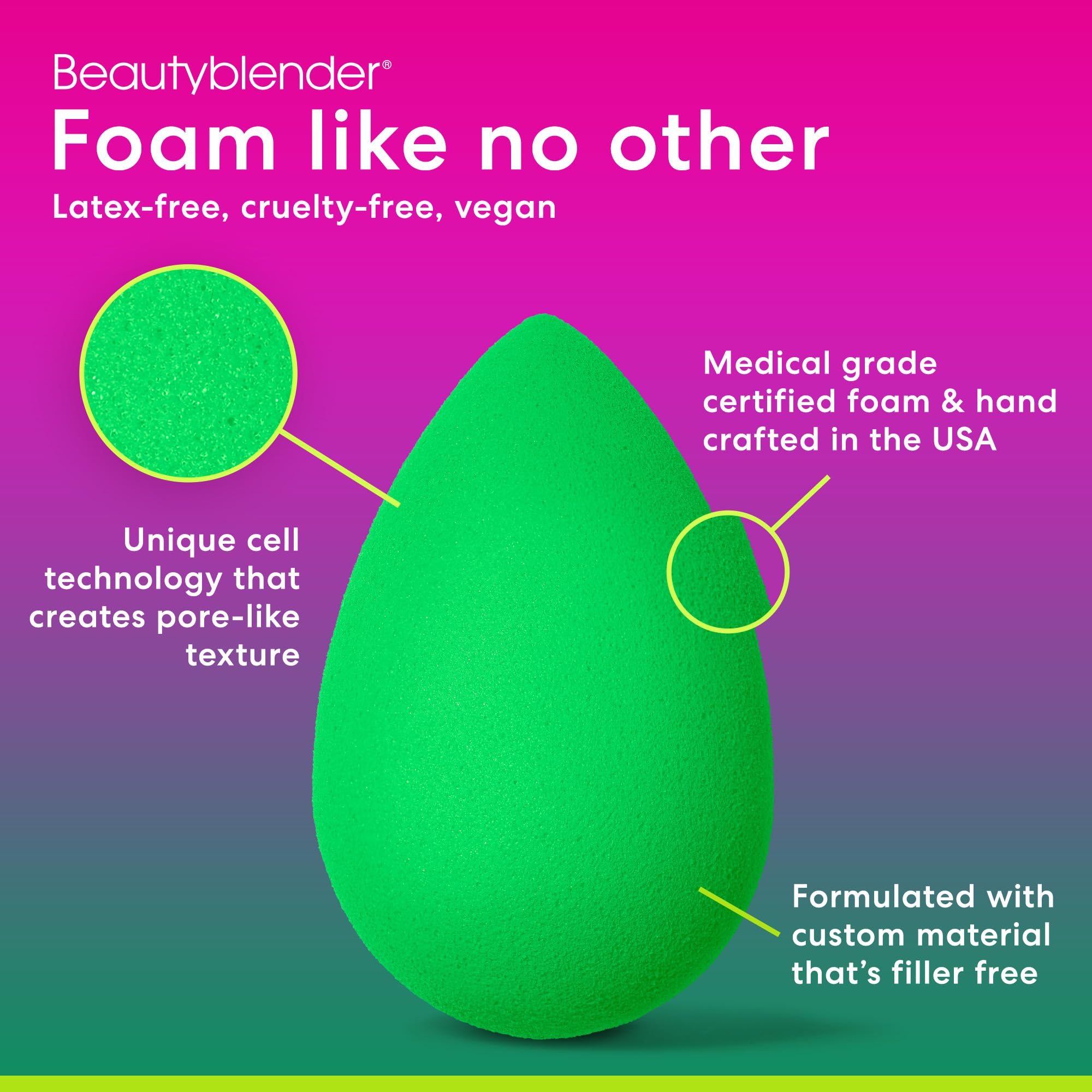 Beautyblender® | Bubble Beauty Blender Makeup Sponge, Super-Soft Foam Easily Blends Foundations, Powders & Creams, Made in USA, Reusable, Washable, Streak Free Application, Vegan, Cruelty Free