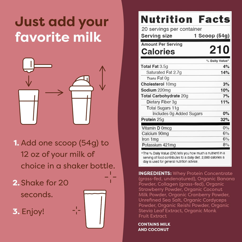 FlavCity Grass Fed Whey Protein Powder - Vanilla Smoothie - 25g Protein & 10g Collagen - Made with Real Vanilla Bean & Organic Coconut Milk - Gluten Free & No Added Sugars (20 Servings)