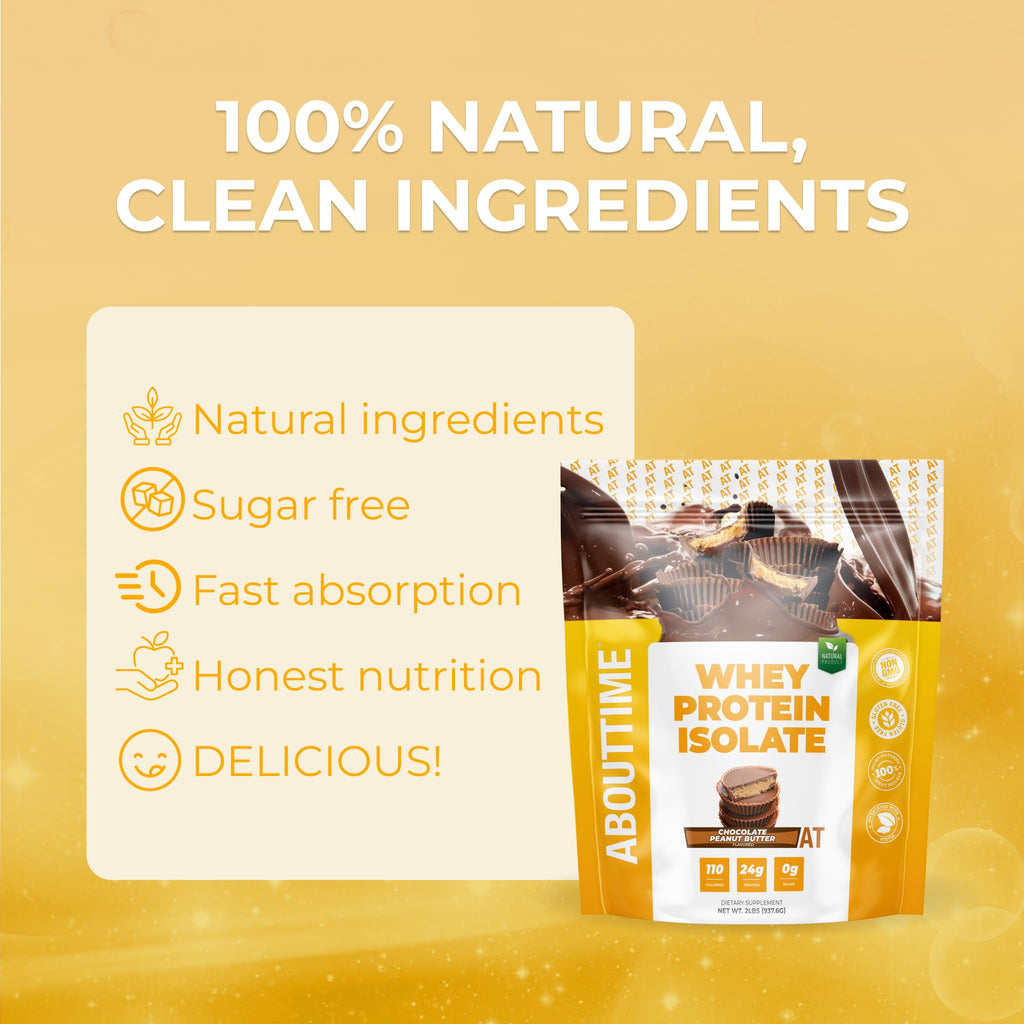 About Time Whey Protein Isolate Powder 25g Vanilla, Natural Ingredients, Non-GMO, Gluten-Free, Lactose-Free, Zero Sugar, Low Carb, 32 Servings