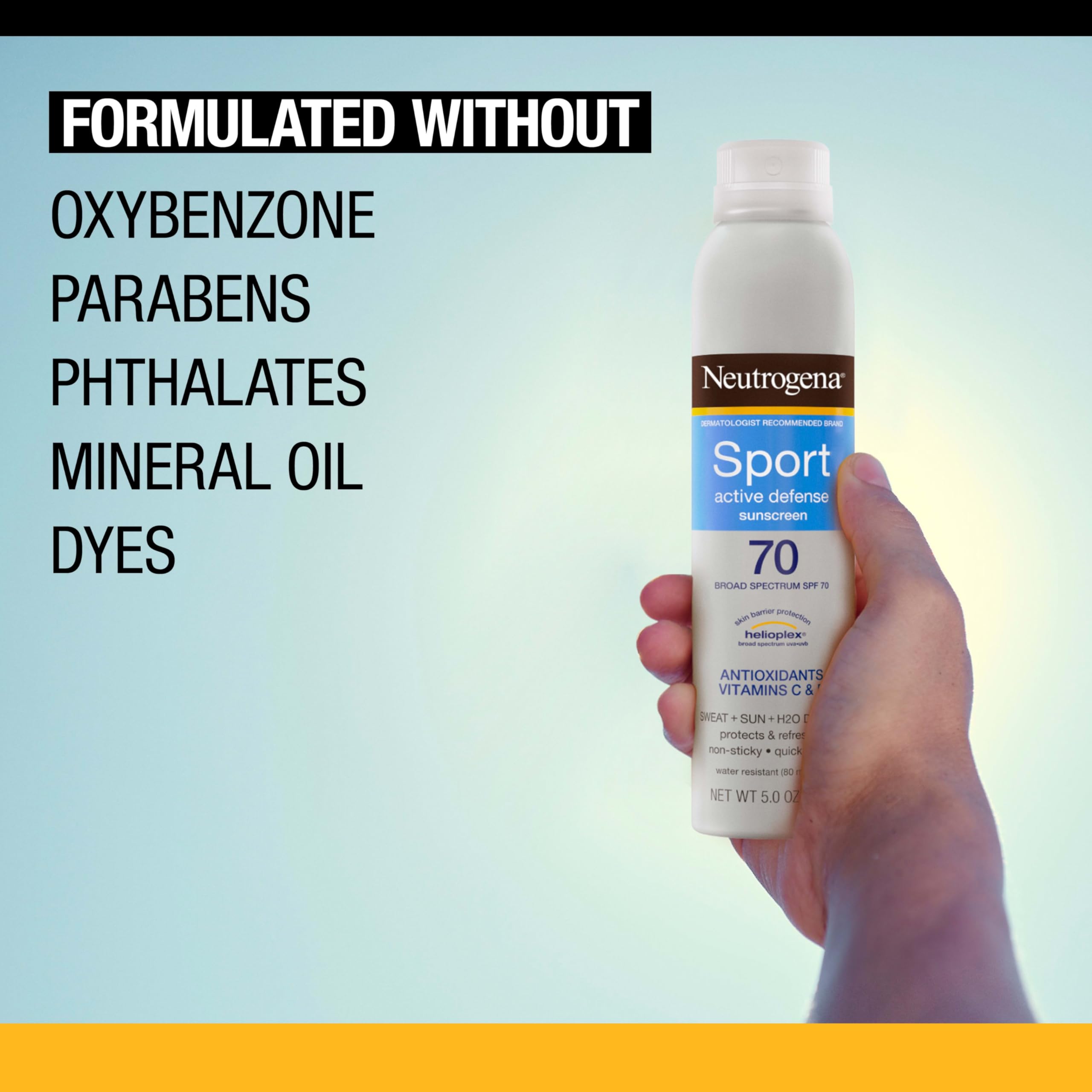 Neutrogena Sport Face Sunscreen SPF 70+, Oil-Free, 2.5 fl oz, Sweat & Water-Resistant, Broad-Spectrum UVA/UVB, Nourish & Restore Skin Balance, Oxybenzone Free Sunscreen For Face