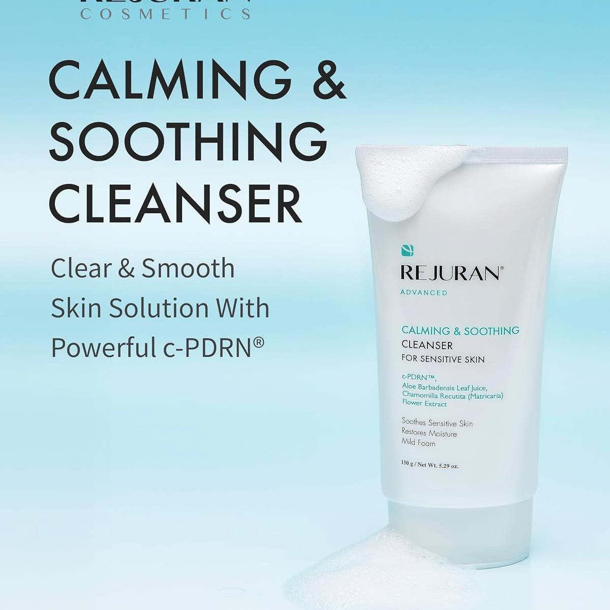 REJURAN® Advanced Calming & Soothing Cleanser, c-PDRN® - Gentle Gel Face Wash Suitable for Sensitive Skin, Effectively Retains Moisture (5.29 oz)