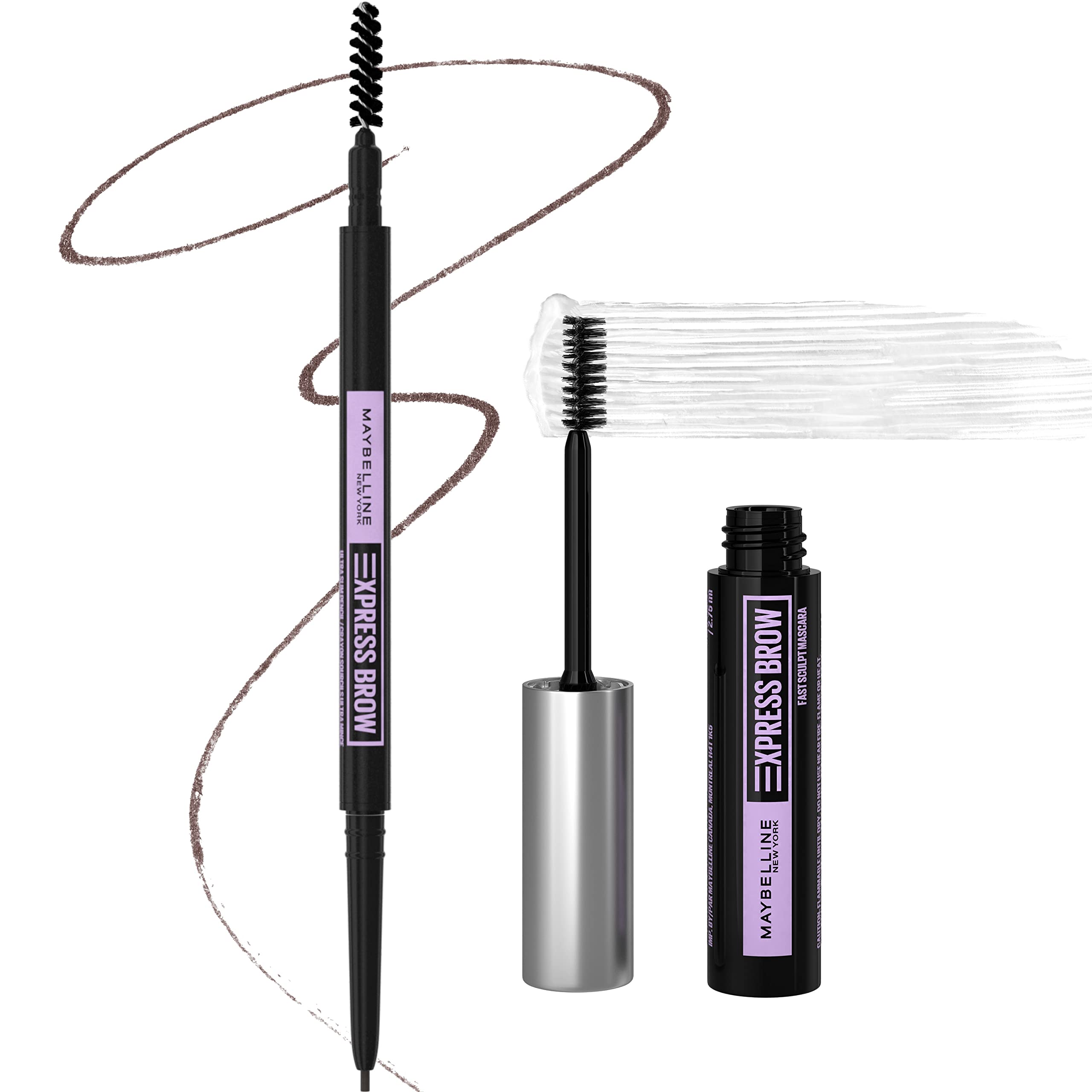 Maybelline Express Brow Ultra Slim Eyebrow Makeup, Brow Pencil with Precision Tip and Spoolie for Defined Eyebrows, Soft Brown, 1 Count