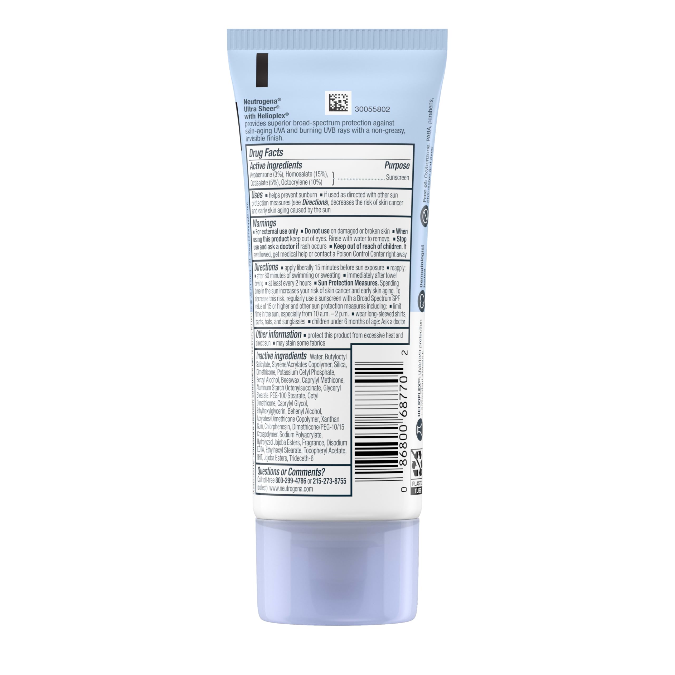 Neutrogena Ultra Sheer Dry-Touch Sunscreen Lotion SPF 70, Broad Spectrum, Water Resistant 80 Min, Oil-Free, Oxybenzone-Free, Non-Comedogenic, Matte Finish, Body Sunscreen, Travel Size 3 Fl Oz