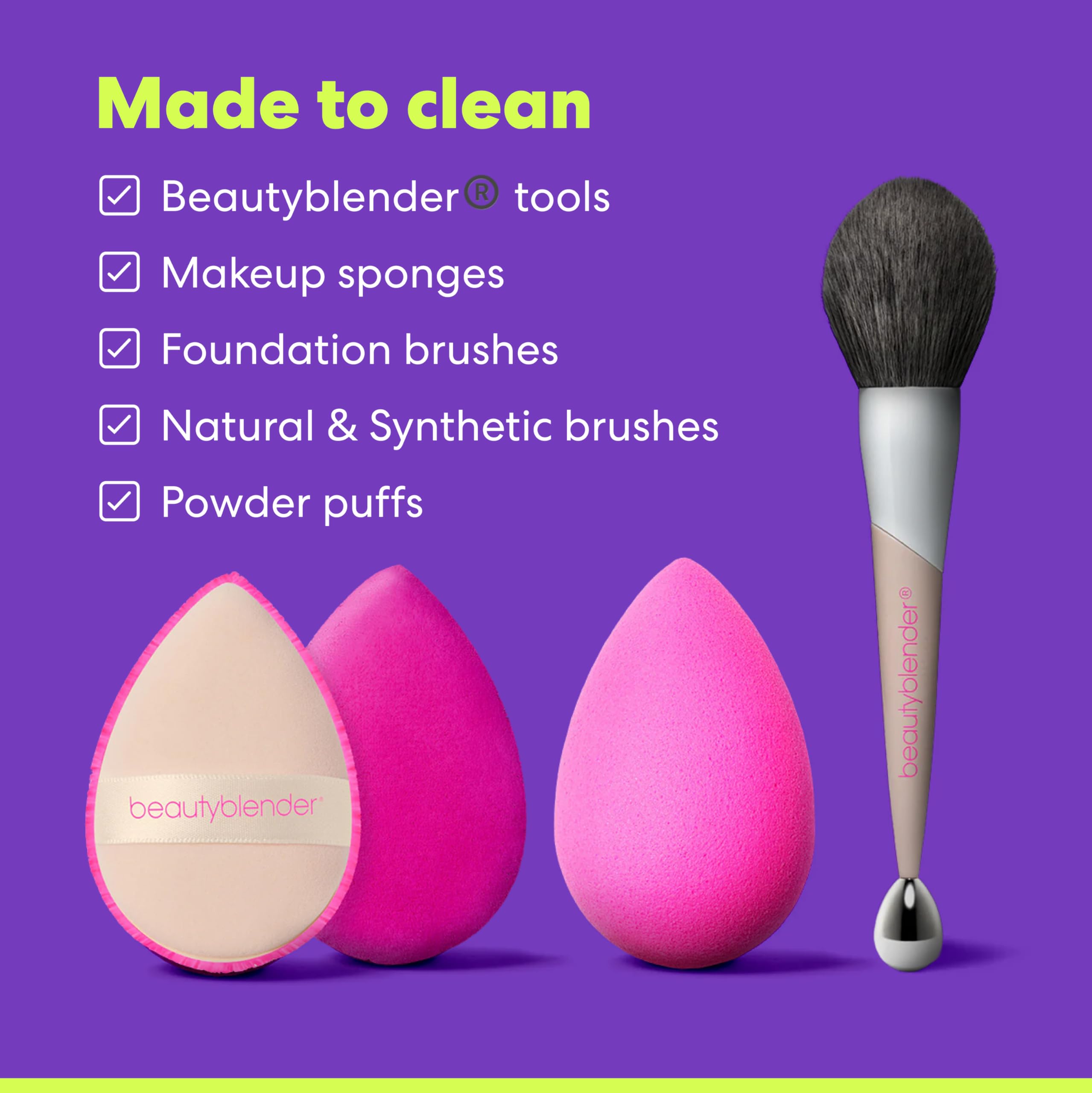 Beautyblender | Blendercleanser Tool Wash | Lavender Purifying Liquid Soap | Sponge, Brush, Makeup Tool Cleanser | Lavender-Scented, Vegan, Paraben & Sulfate-Free, 3 oz | Package May Vary