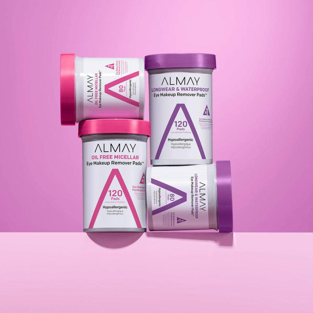 Almay Biodegradable Makeup Remover Pads, Micellar Gentle, Hypoallergenic, Fragrance-Free, Dermatologist & Ophthalmologist Tested, 120 Count