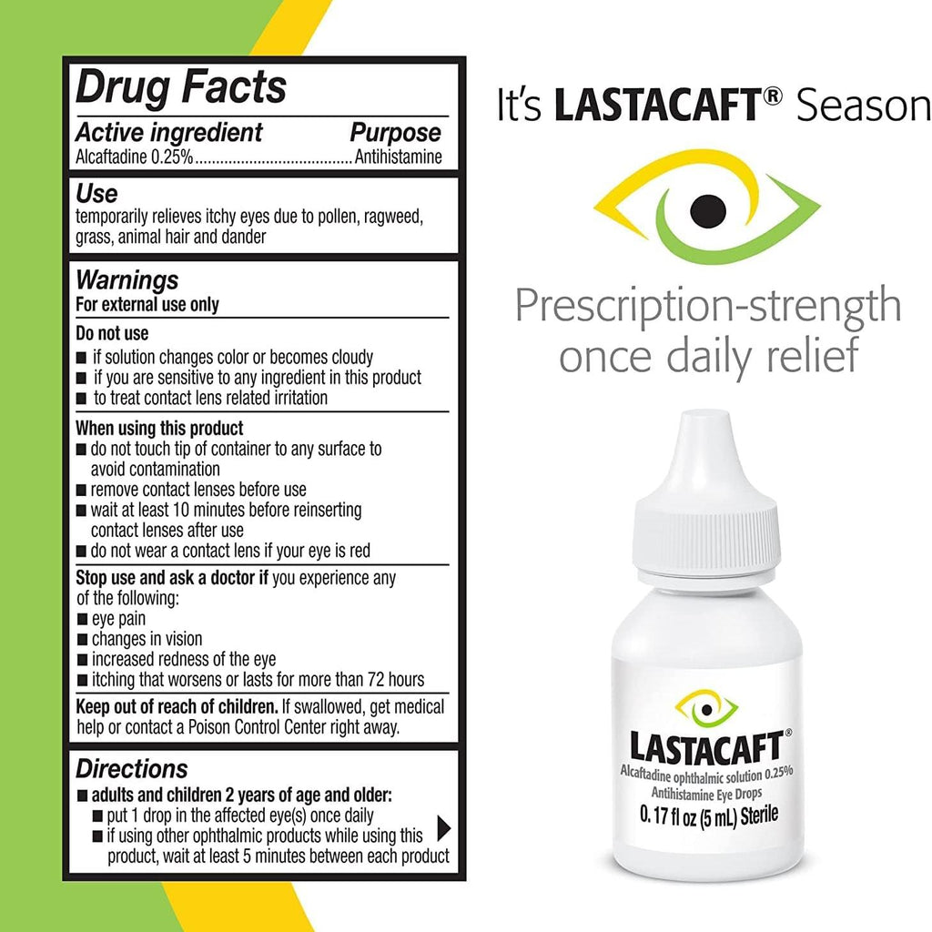 Lastacaft Once Daily Eye Allergy Itch Relief Drops, 0.17 fl oz (5 mL), 1 Count