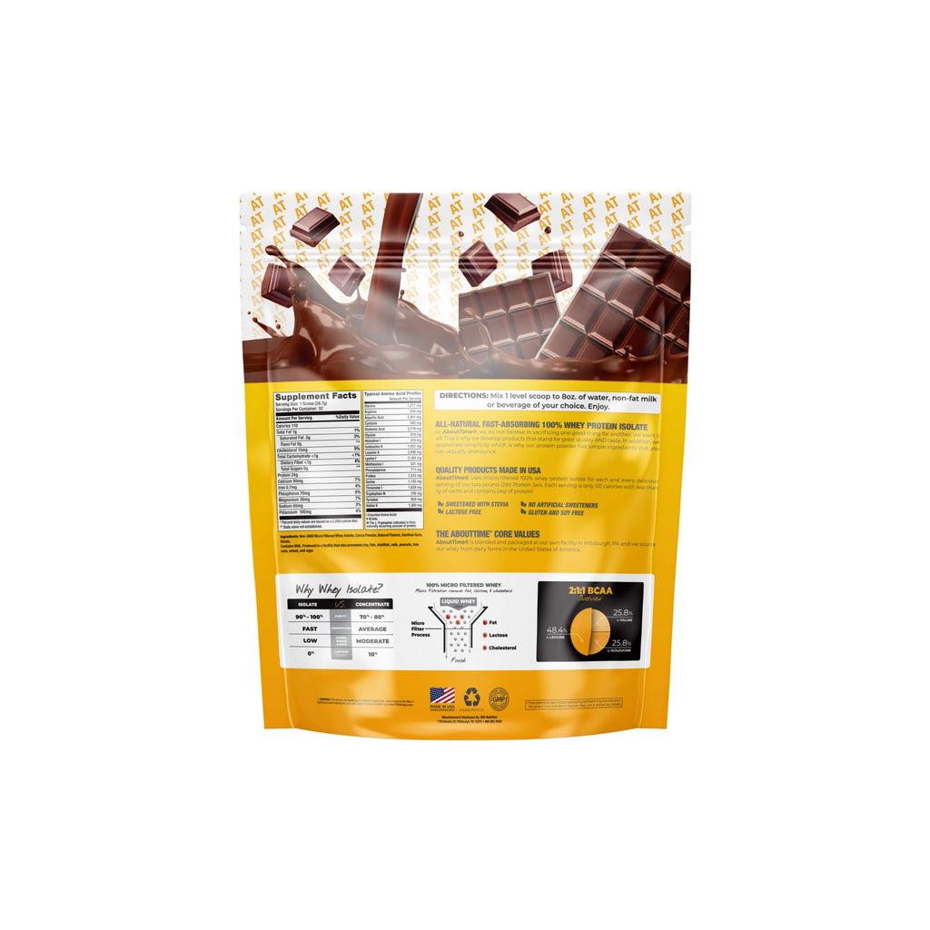 About Time Whey Protein Isolate Powder 25g Vanilla, Natural Ingredients, Non-GMO, Gluten-Free, Lactose-Free, Zero Sugar, Low Carb, 32 Servings