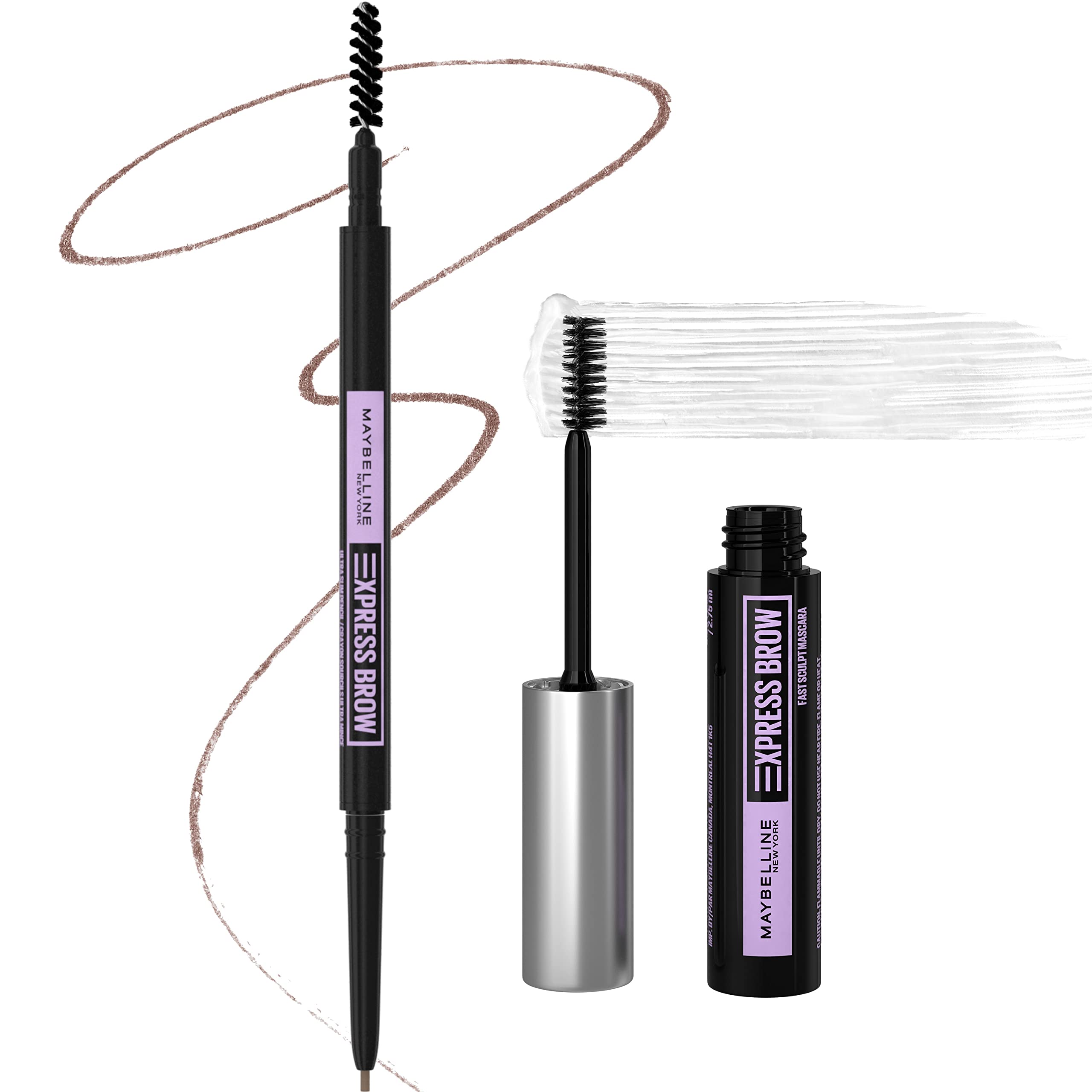 Maybelline Express Brow Ultra Slim Eyebrow Makeup, Brow Pencil with Precision Tip and Spoolie for Defined Eyebrows, Soft Brown, 1 Count