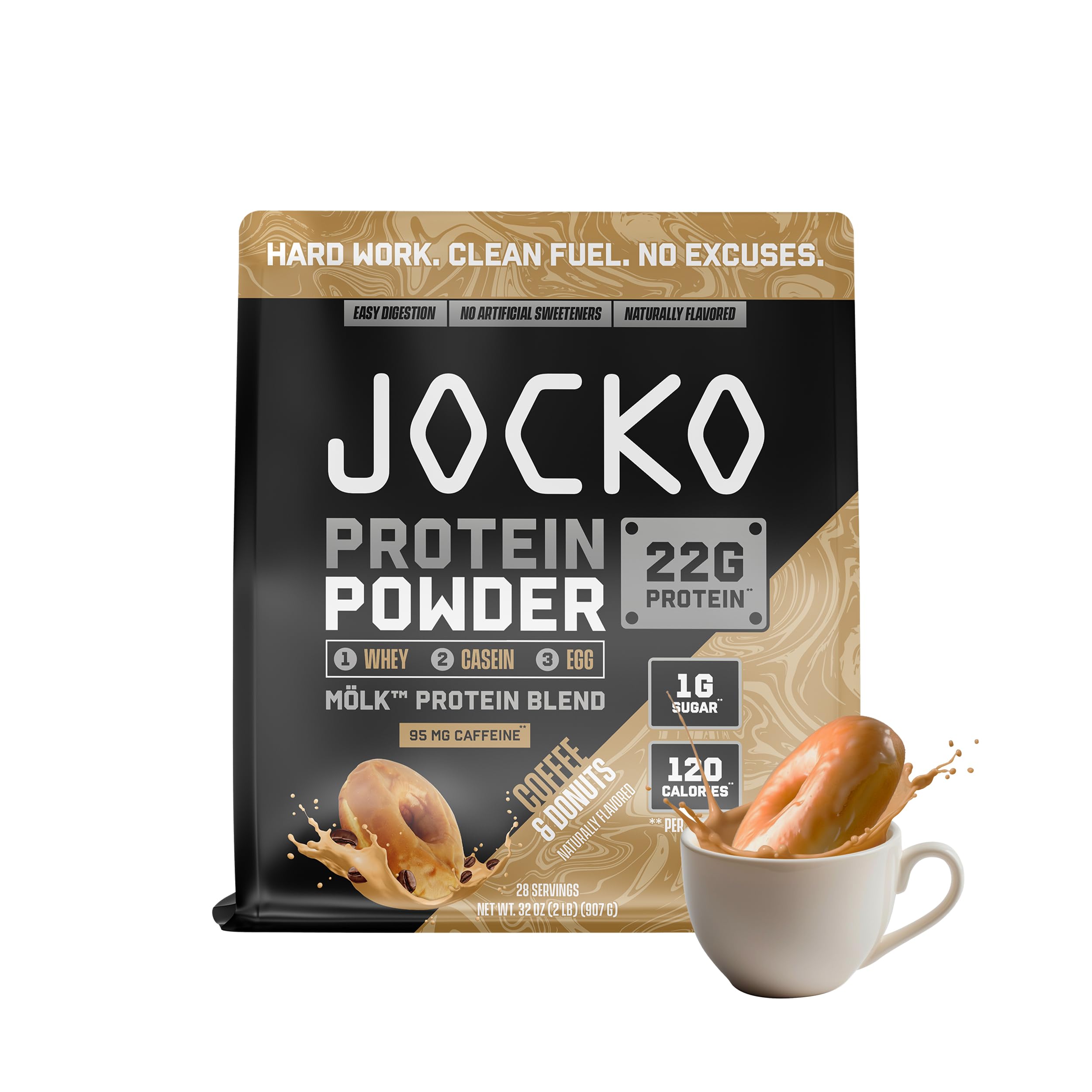 Jocko Fuel Mölk Whey Protein Powder 22g Low Sugar Monk Fruit Blend - Muscle Recovery & Growth, Packaging May Vary (26 Servings, Mint Chocolate)