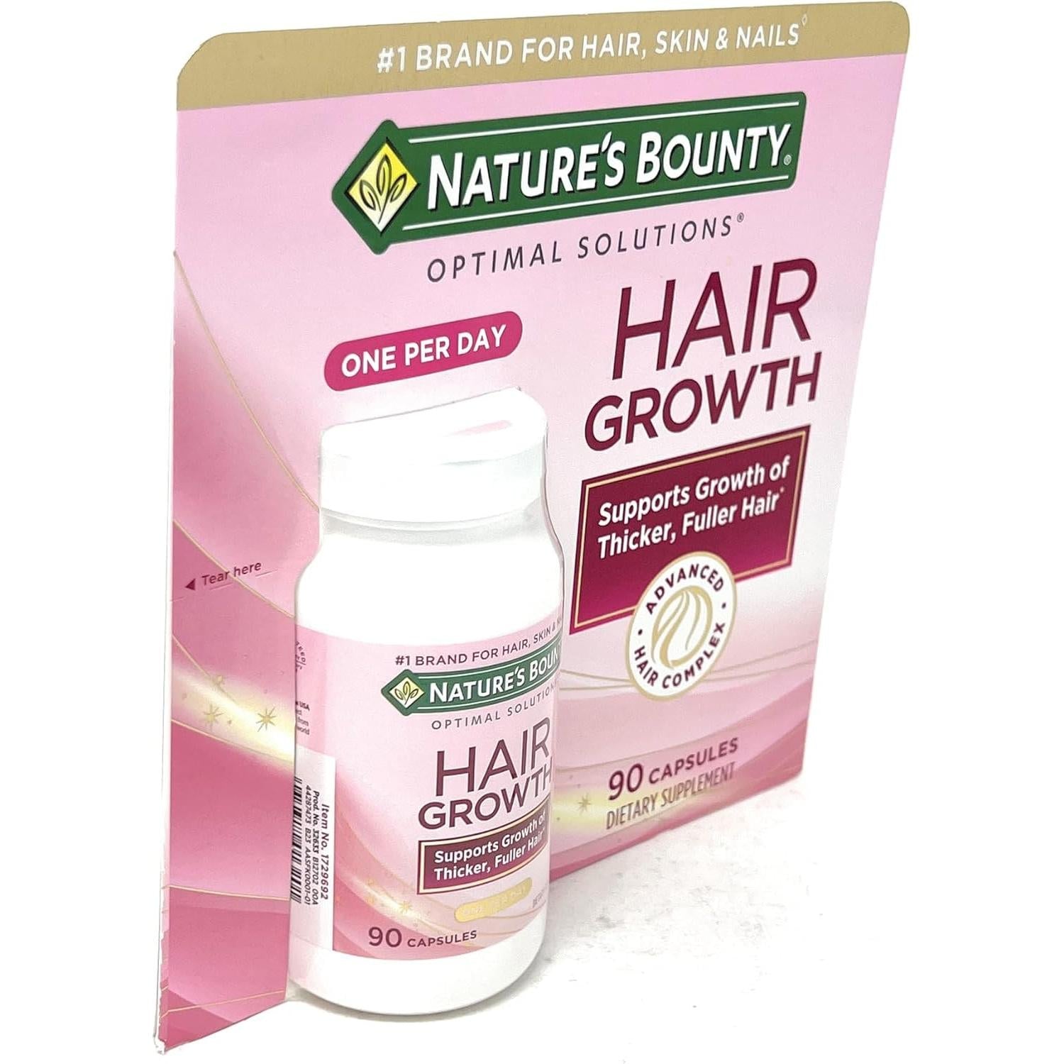 Nature's Bounty Hair Growth Supplement, 1 Per Day, Clinically Shown to Support Thicker, Fuller Hair, with Biotin, Silicon & Arginine, 90 Capsules