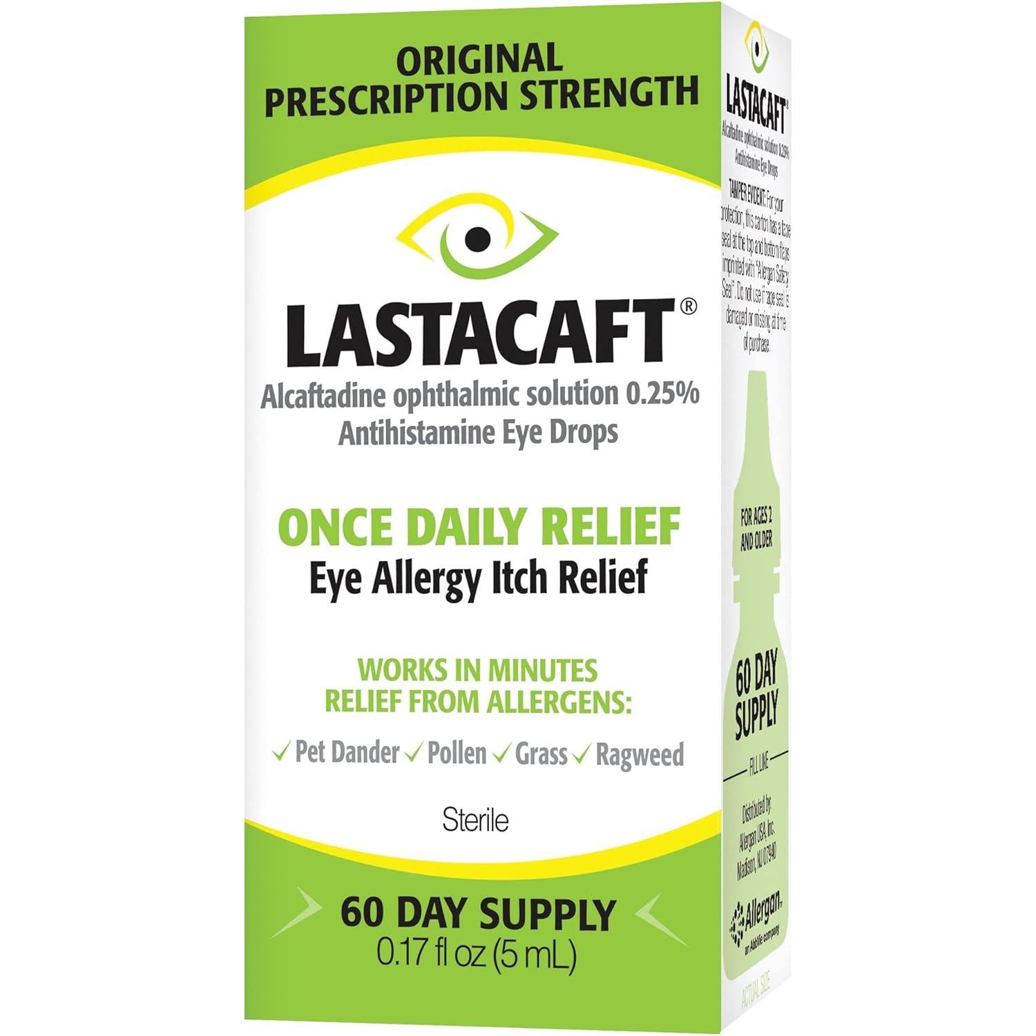 Lastacaft Once Daily Eye Allergy Itch Relief Drops, 0.17 fl oz (5 mL), 1 Count