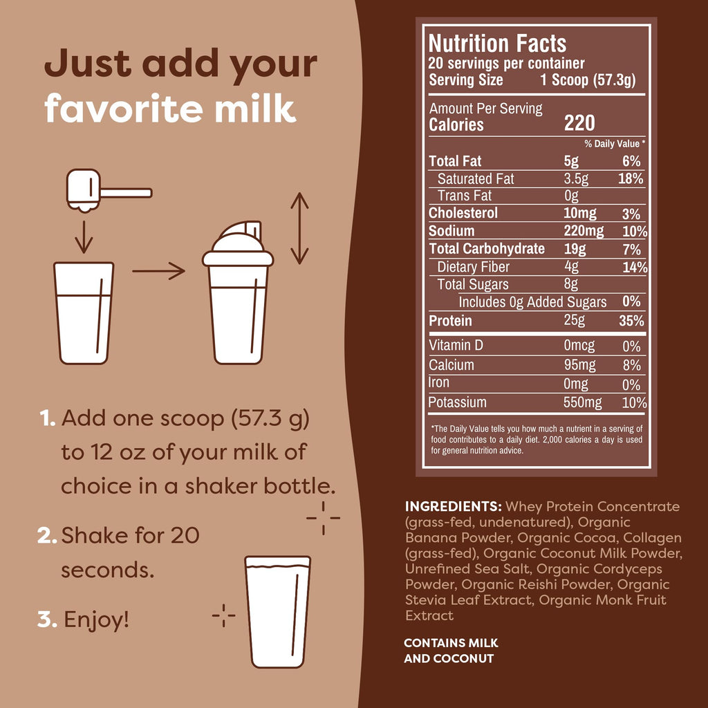 FlavCity Grass Fed Whey Protein Powder - Vanilla Smoothie - 25g Protein & 10g Collagen - Made with Real Vanilla Bean & Organic Coconut Milk - Gluten Free & No Added Sugars (20 Servings)