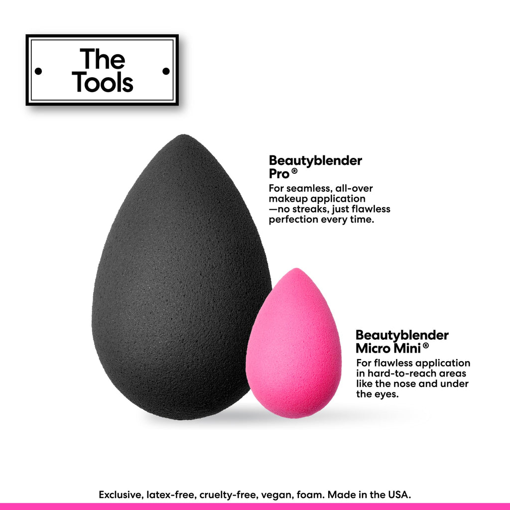Beautyblender Foam Pop Blending Duo - Makeup Sponge Set with Original beautyblender & Micro Mini - Precise Application for Foundation, Concealer & Highlighter - Latex-Free, Reusable, Vegan
