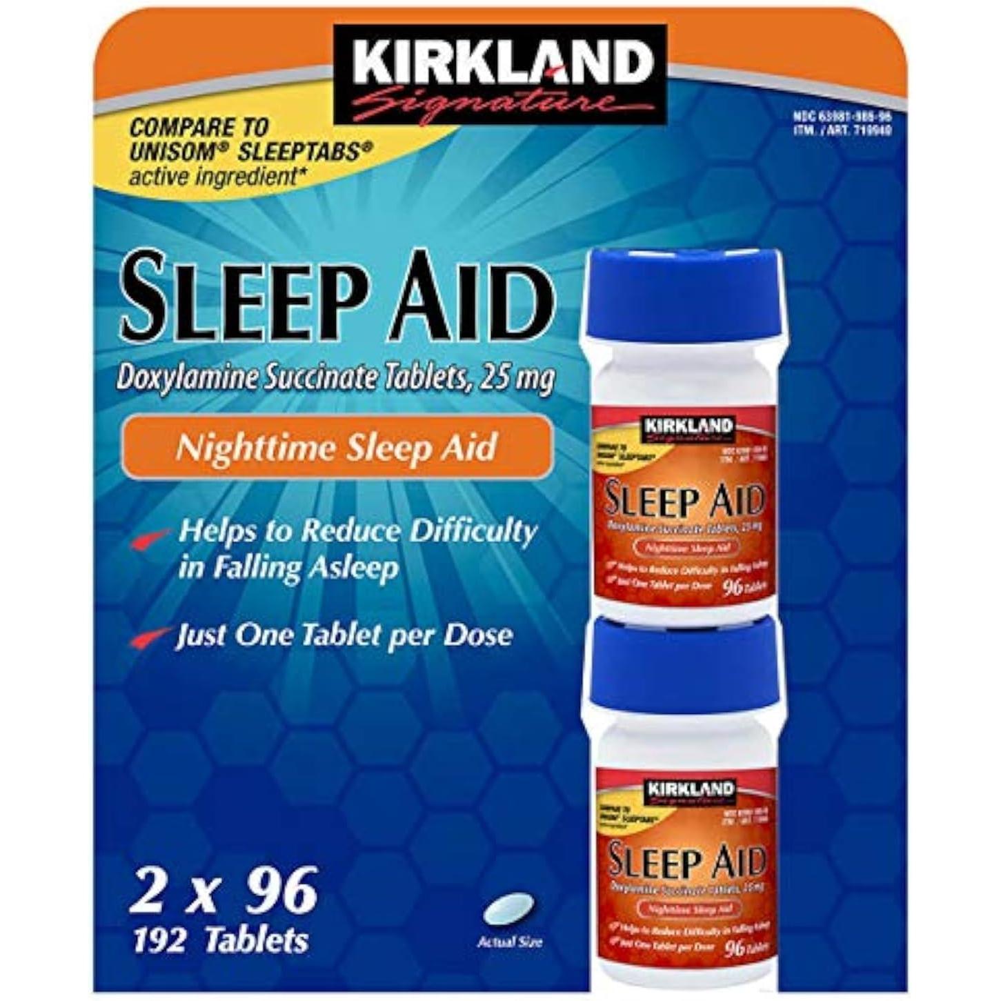 Kirkland Signature Nighttime Sleep Aid (Doxylamine Succinate 25 Mg), 96 Tablets (Pack of 4)