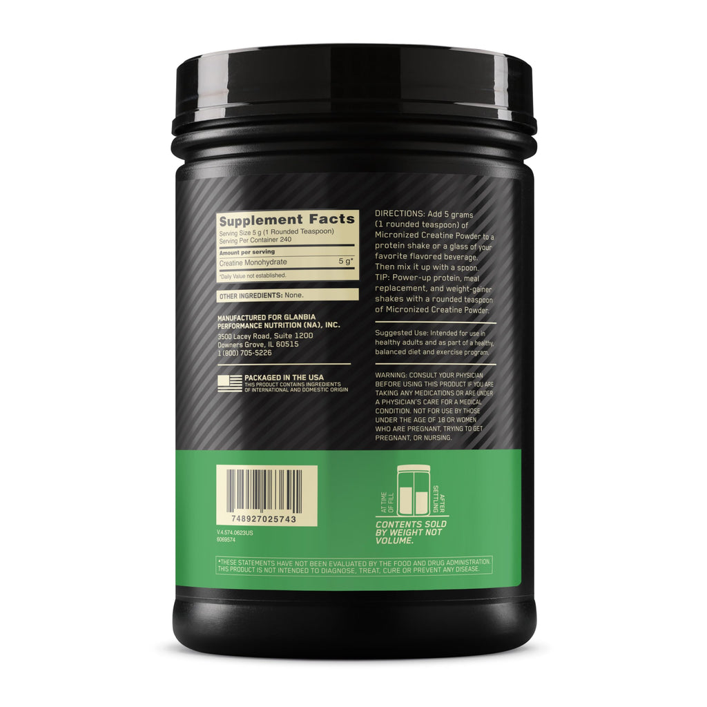 Optimum Nutrition Micronized Creatine Monohydrate Powder, Unflavored, 120 Servings, 600 Grams (Packaging May Vary)