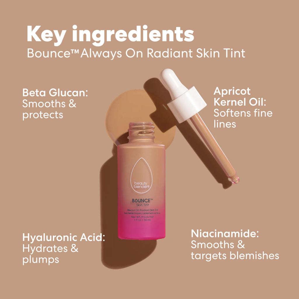 Beautyblender 12-Hour Always on Radiant Skin Tint, Breathable Serum Foundation Stays Put for All Day Long Wear, Infused with Hyaluronic Acid & Niacinamide, Medium 1