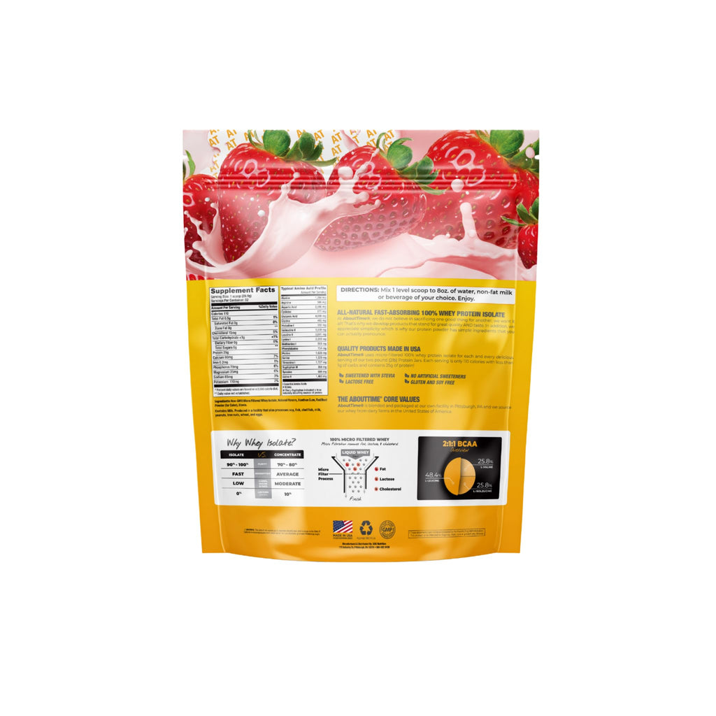About Time Whey Protein Isolate Powder 25g Vanilla, Natural Ingredients, Non-GMO, Gluten-Free, Lactose-Free, Zero Sugar, Low Carb, 32 Servings
