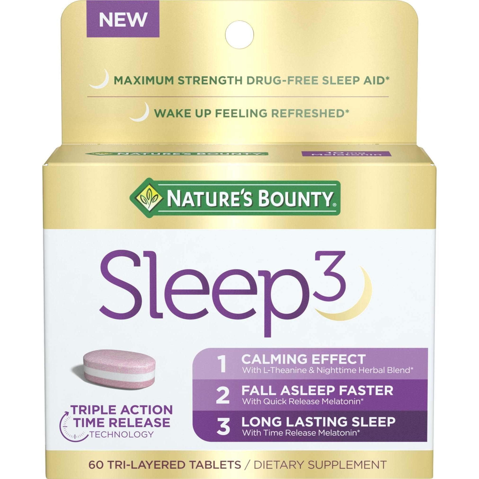 Nature's Bounty Sleep3 10mg. Melatonin, 120 Tablets
