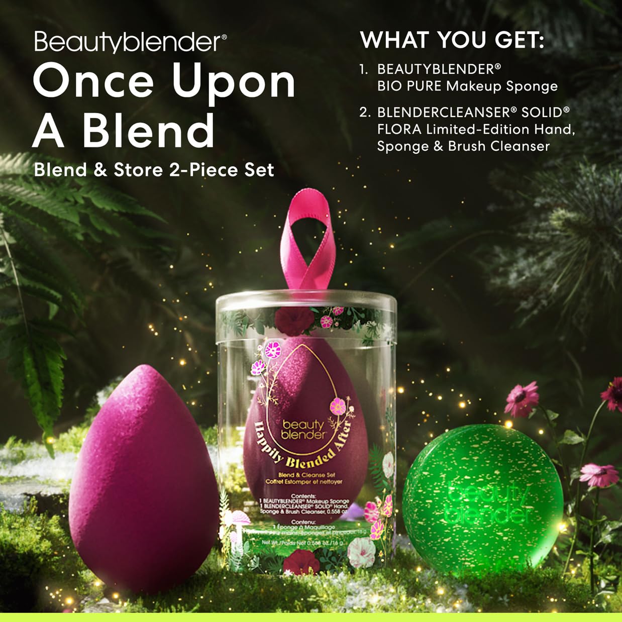 Beautyblender® | Blending Queen Blend and Cleanse Set, Sapphire sponge and Speckled Violet Cleanser