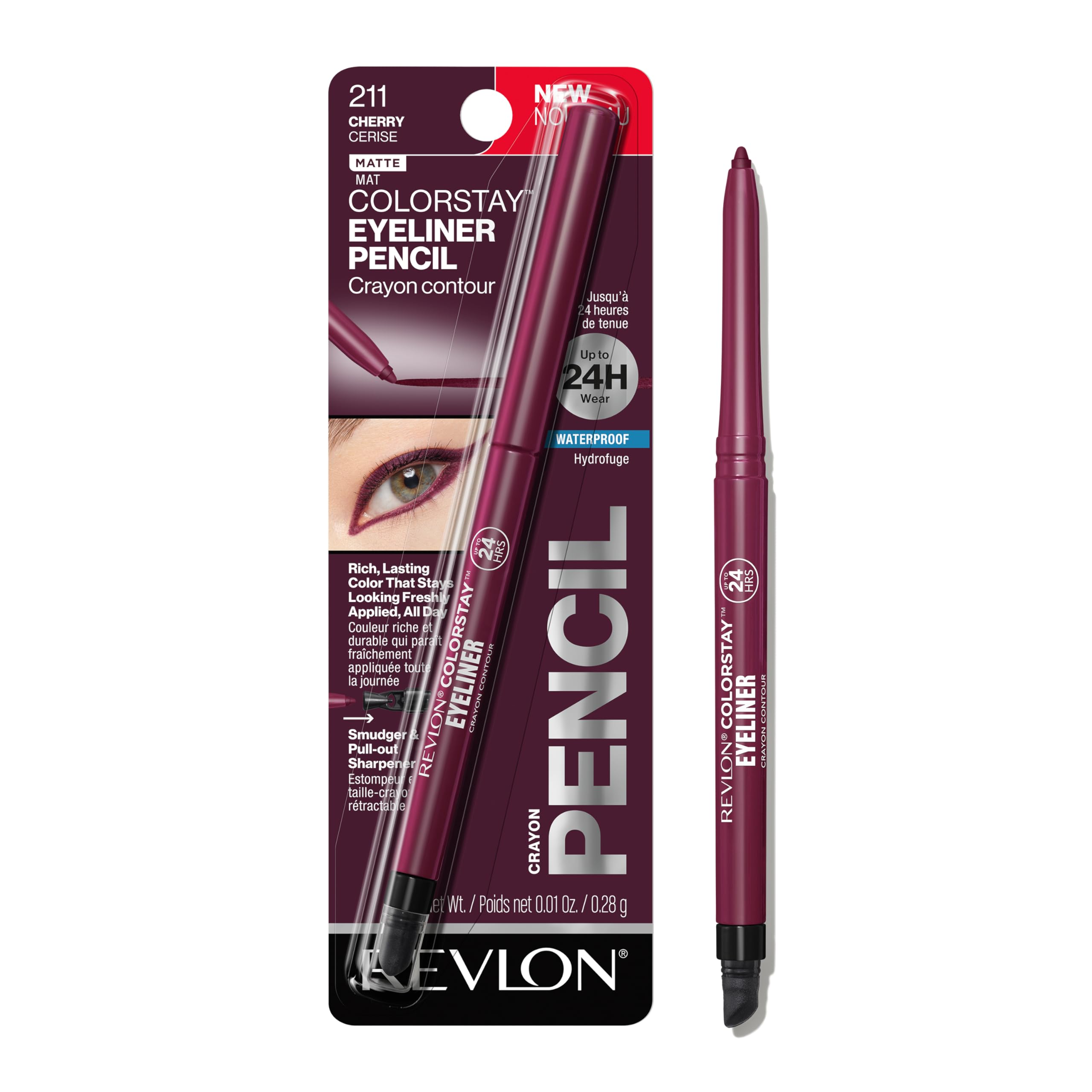 Revlon ColorStay Pencil Waterproof Eyeliner, Smudge-Proof, Eye Makeup with Built-In Sharpener, Stocking Stuffer for Women, 202 Black Brown, 0.01 oz
