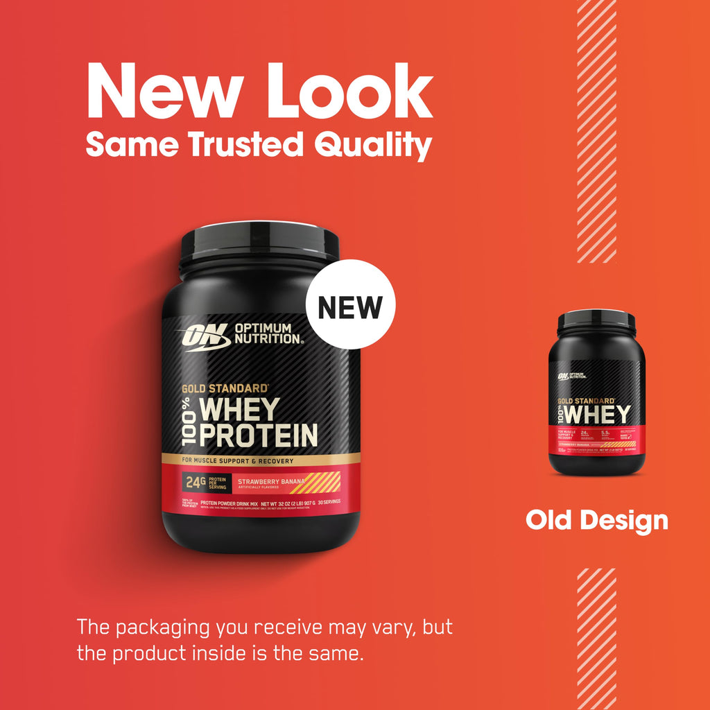 Optimum Nutrition Gold Standard 100% Whey Protein Powder, Vanilla Ice Cream, 2 Pound (Packaging May Vary)