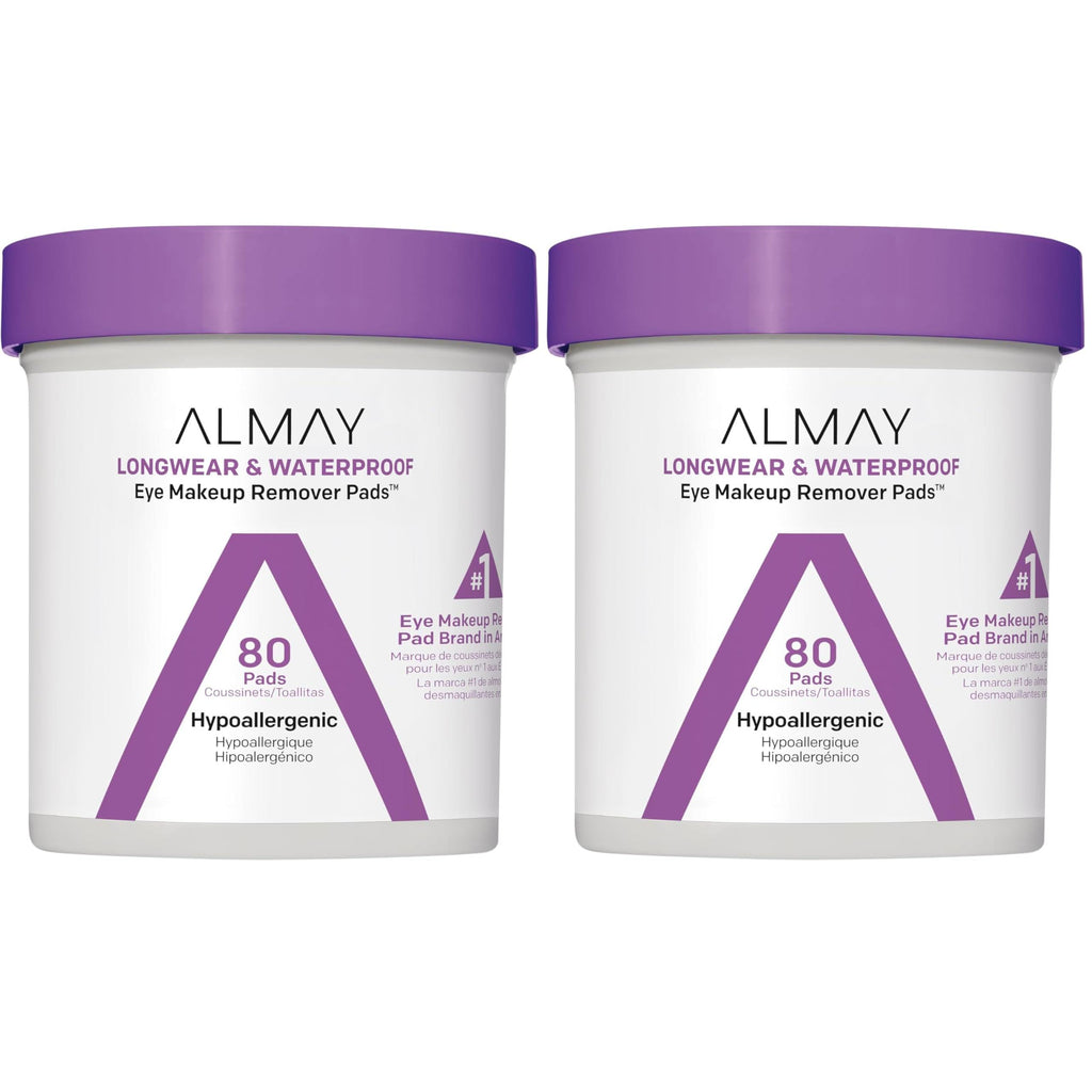 Almay Eye Makeup Remover Pads, Longwear & Waterproof, Hypoallergenic, Fragrance-Free, Ophthalmologist Tested, Stocking Stuffer for Women, 120 count
