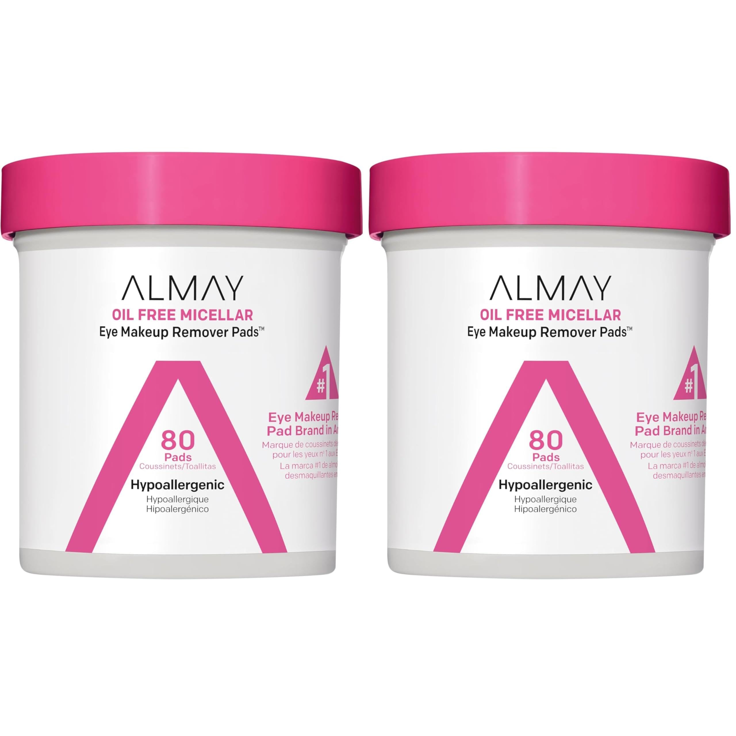 Almay Biodegradable Makeup Remover Pads, Micellar Gentle, Hypoallergenic, Fragrance-Free, Dermatologist & Ophthalmologist Tested, 120 Count