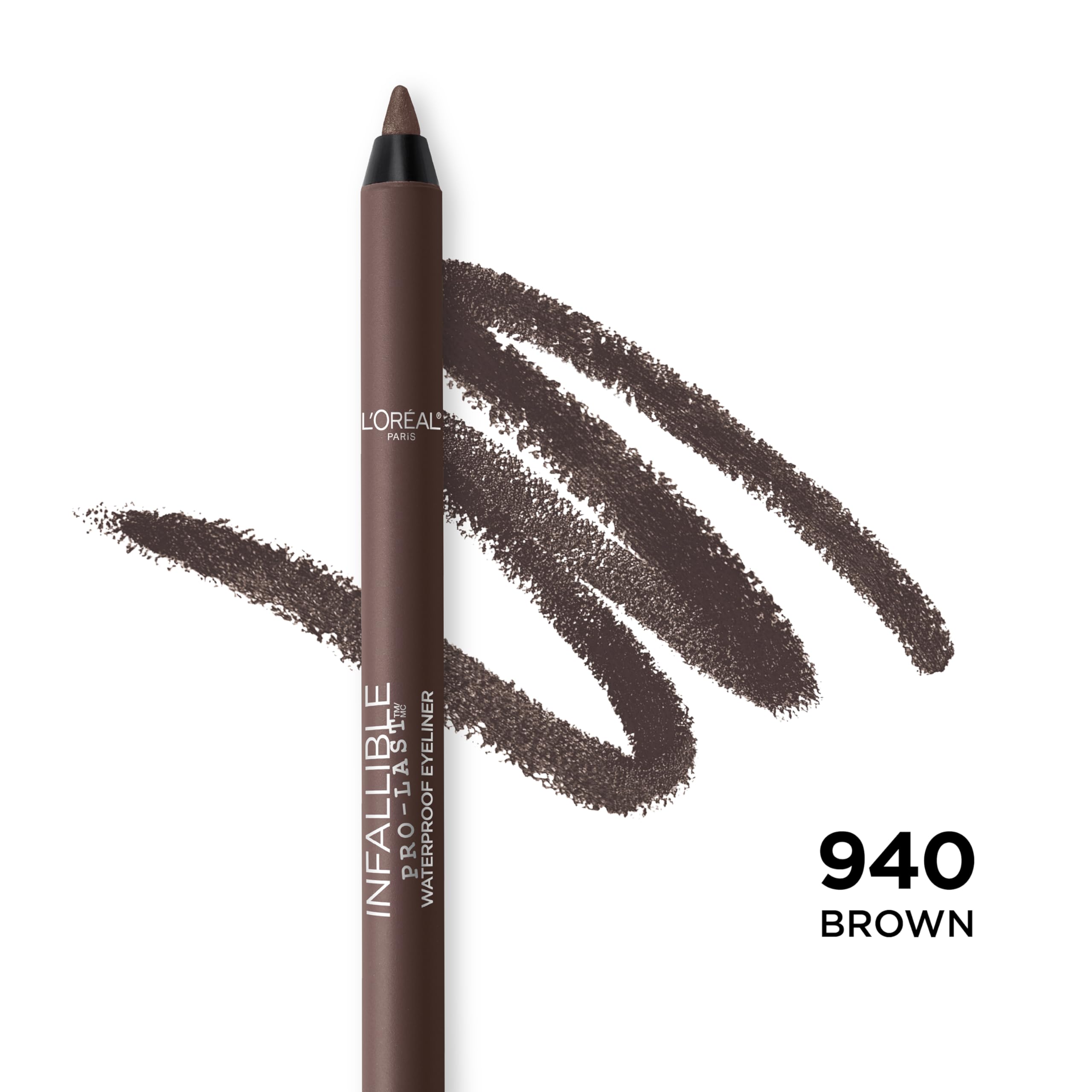 L'Oreal Paris Makeup Infallible Pro-Last Pencil Eyeliner, Waterproof and Smudge-Resistant, Glides on Easily to Create any Look, Black, 0.042 oz., 1 Count