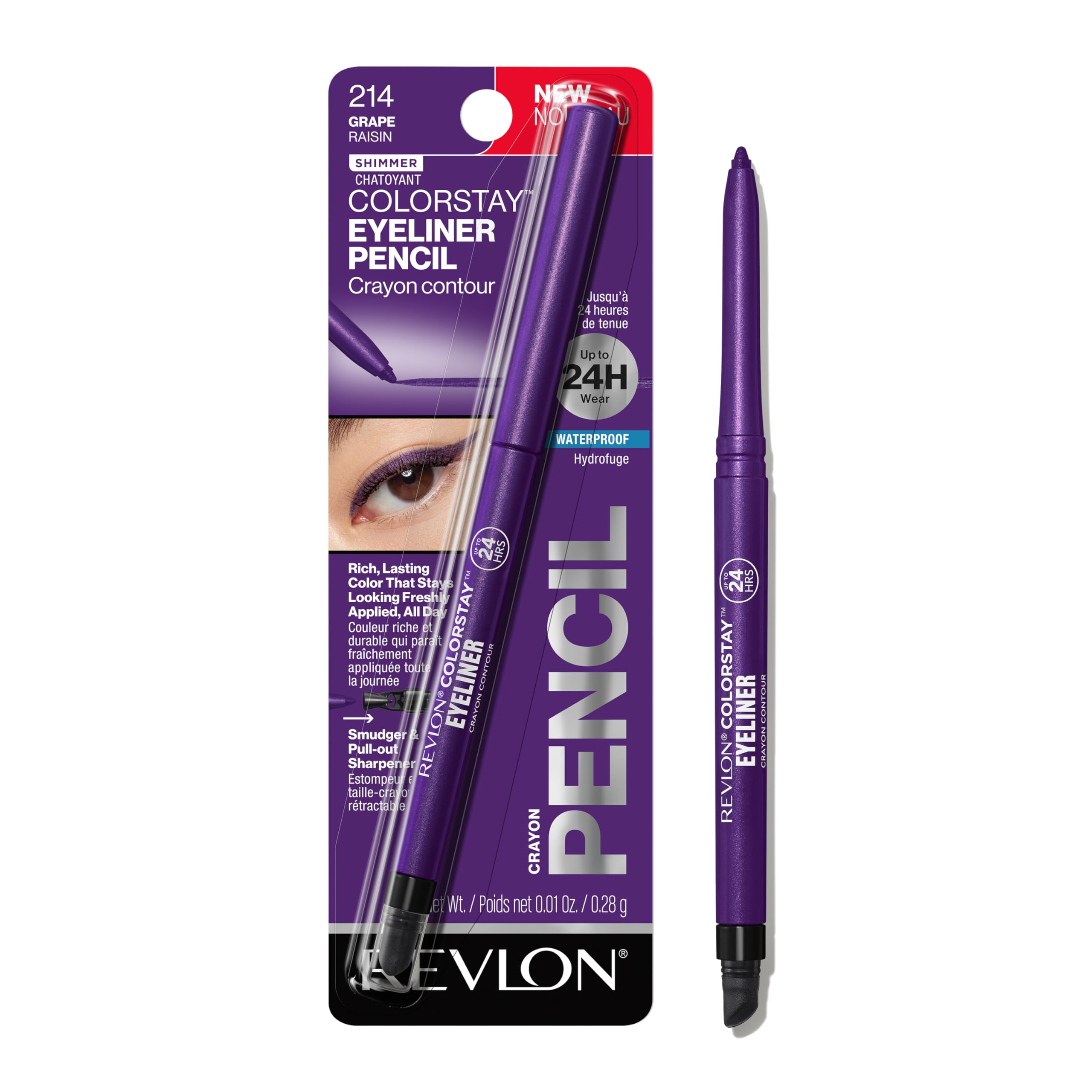 Revlon ColorStay Pencil Waterproof Eyeliner, Smudge-Proof, Eye Makeup with Built-In Sharpener, Stocking Stuffer for Women, 202 Black Brown, 0.01 oz