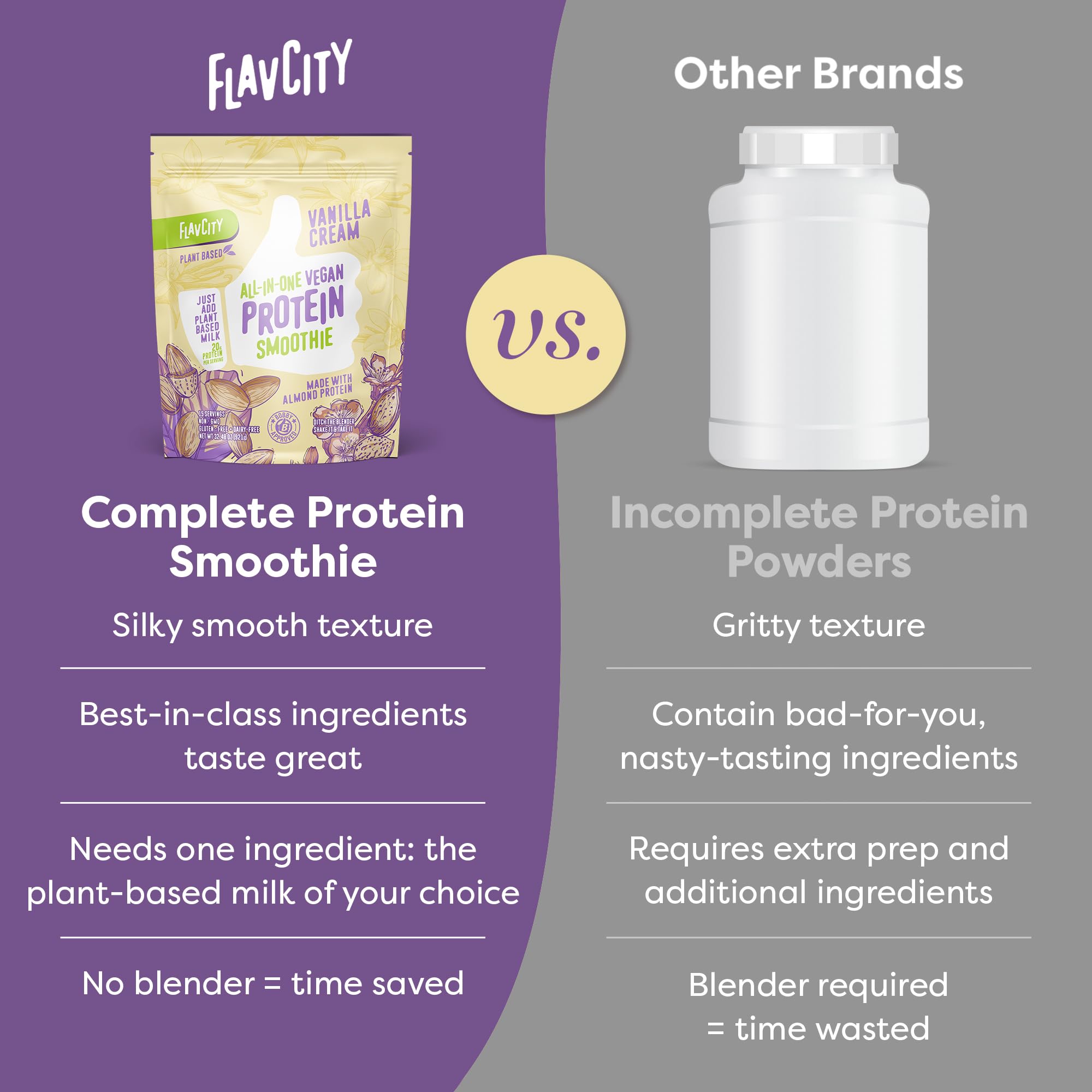 FlavCity Grass Fed Whey Protein Powder - Vanilla Smoothie - 25g Protein & 10g Collagen - Made with Real Vanilla Bean & Organic Coconut Milk - Gluten Free & No Added Sugars (20 Servings)