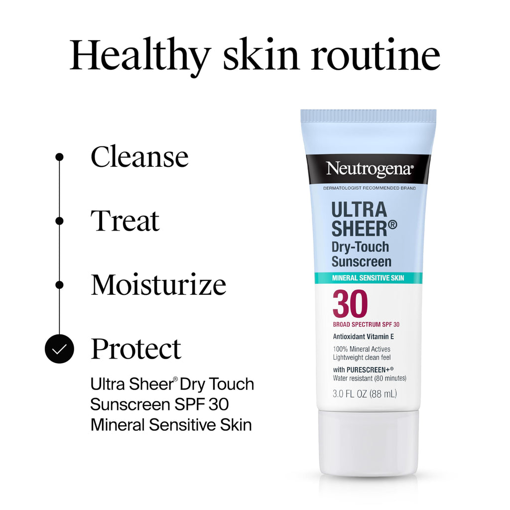 Neutrogena Ultra Sheer Dry-Touch Sunscreen For Face & Body, SPF 45 Broad Spectrum UVA/UVB Protection, Lightweight Water Resistant & Non-Greasy, Travel Size Sunscreen, 3 fl. oz 2 pack