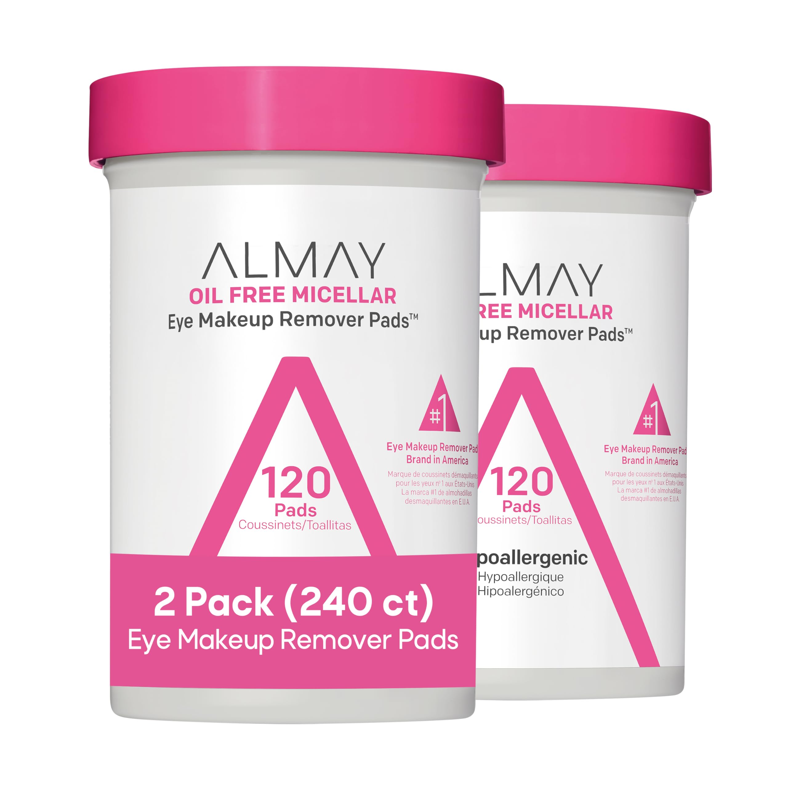 Almay Biodegradable Makeup Remover Pads, Micellar Gentle, Hypoallergenic, Fragrance-Free, Dermatologist & Ophthalmologist Tested, 120 Count