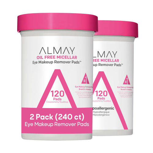 Almay Biodegradable Makeup Remover Pads, Micellar Gentle, Hypoallergenic, Fragrance-Free, Dermatologist & Ophthalmologist Tested, 120 Count