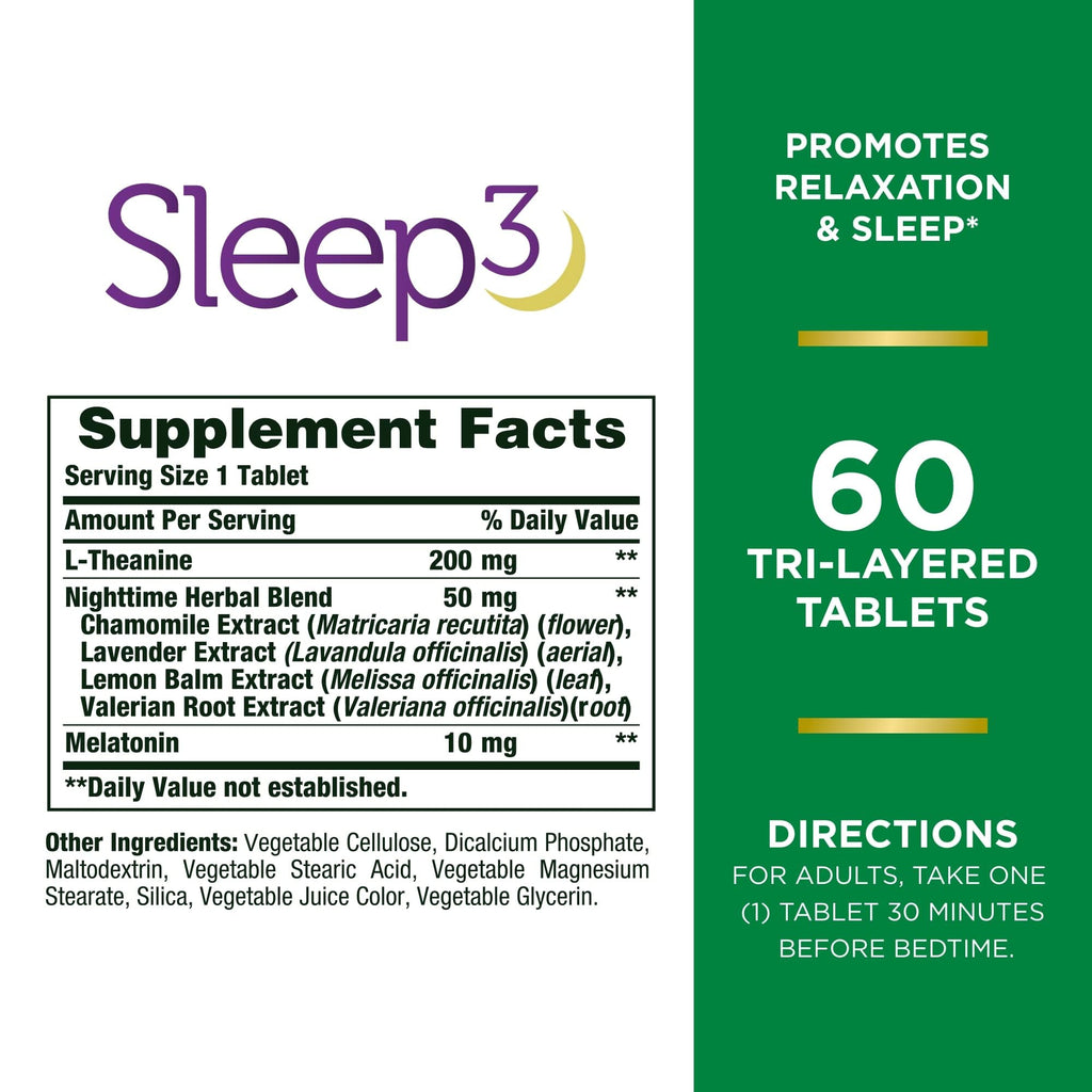 Nature's Bounty Sleep3 10mg. Melatonin, 120 Tablets