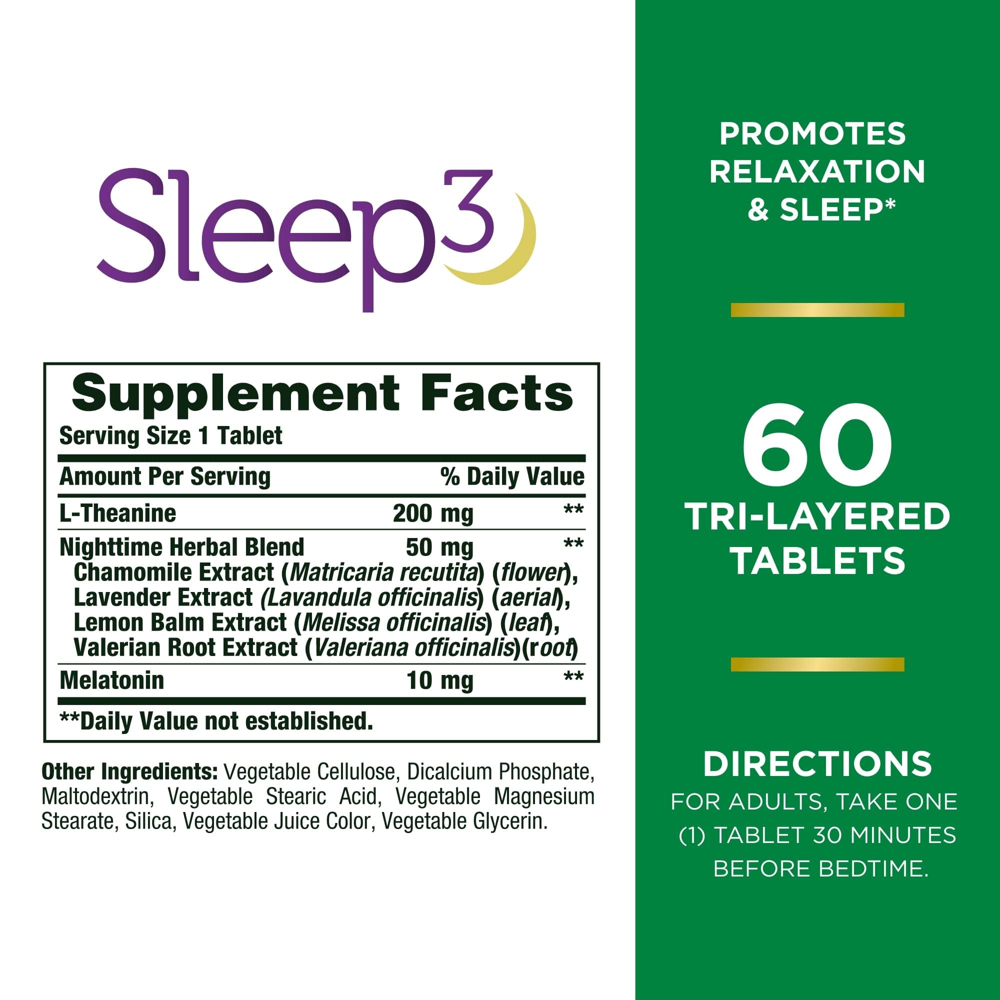 Nature's Bounty Sleep3 10mg. Melatonin, 120 Tablets